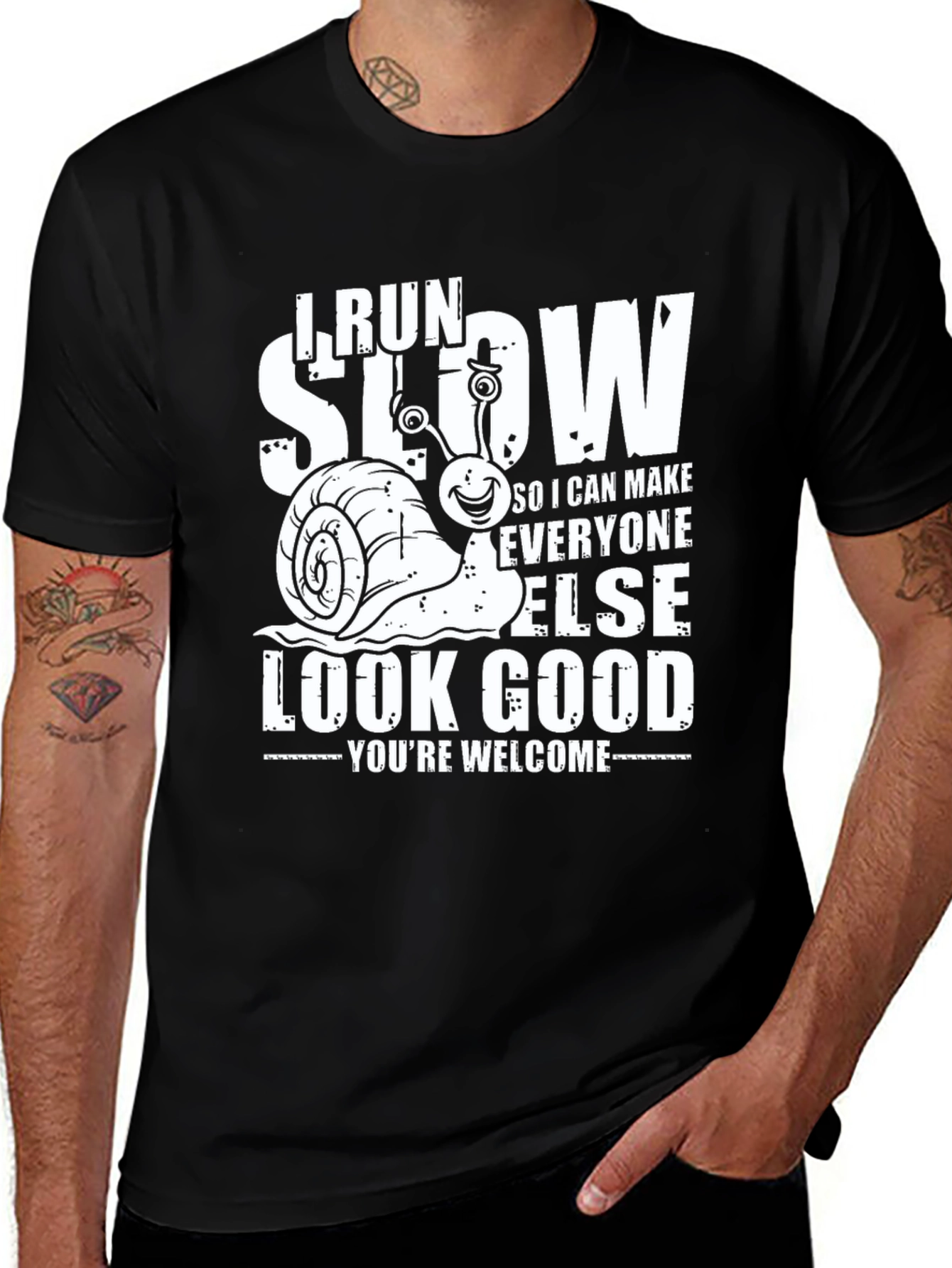 I Run Slow Snail Graphic T-Shirt Funny