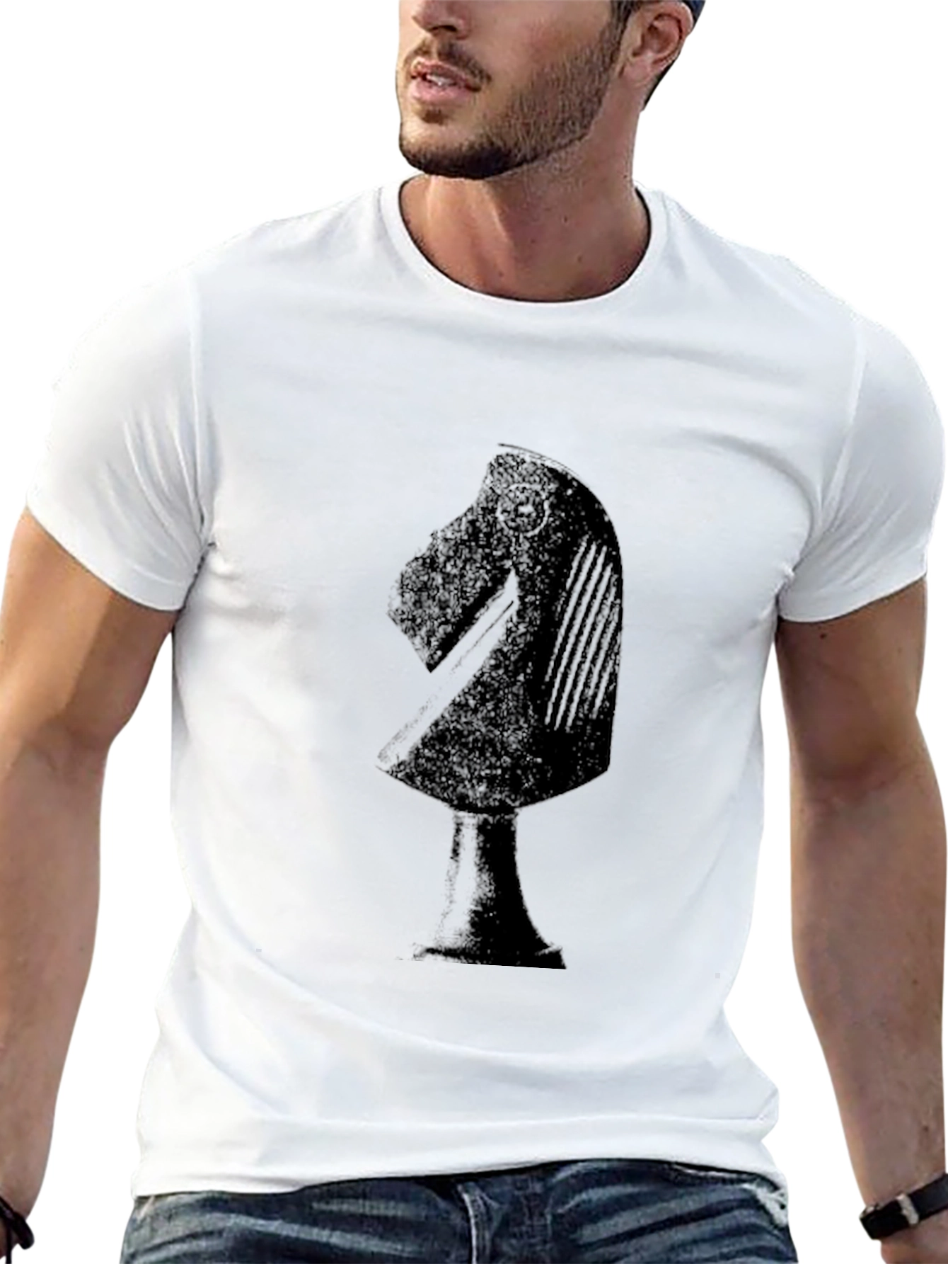 Chess Knight Graphic T-Shirt - Black