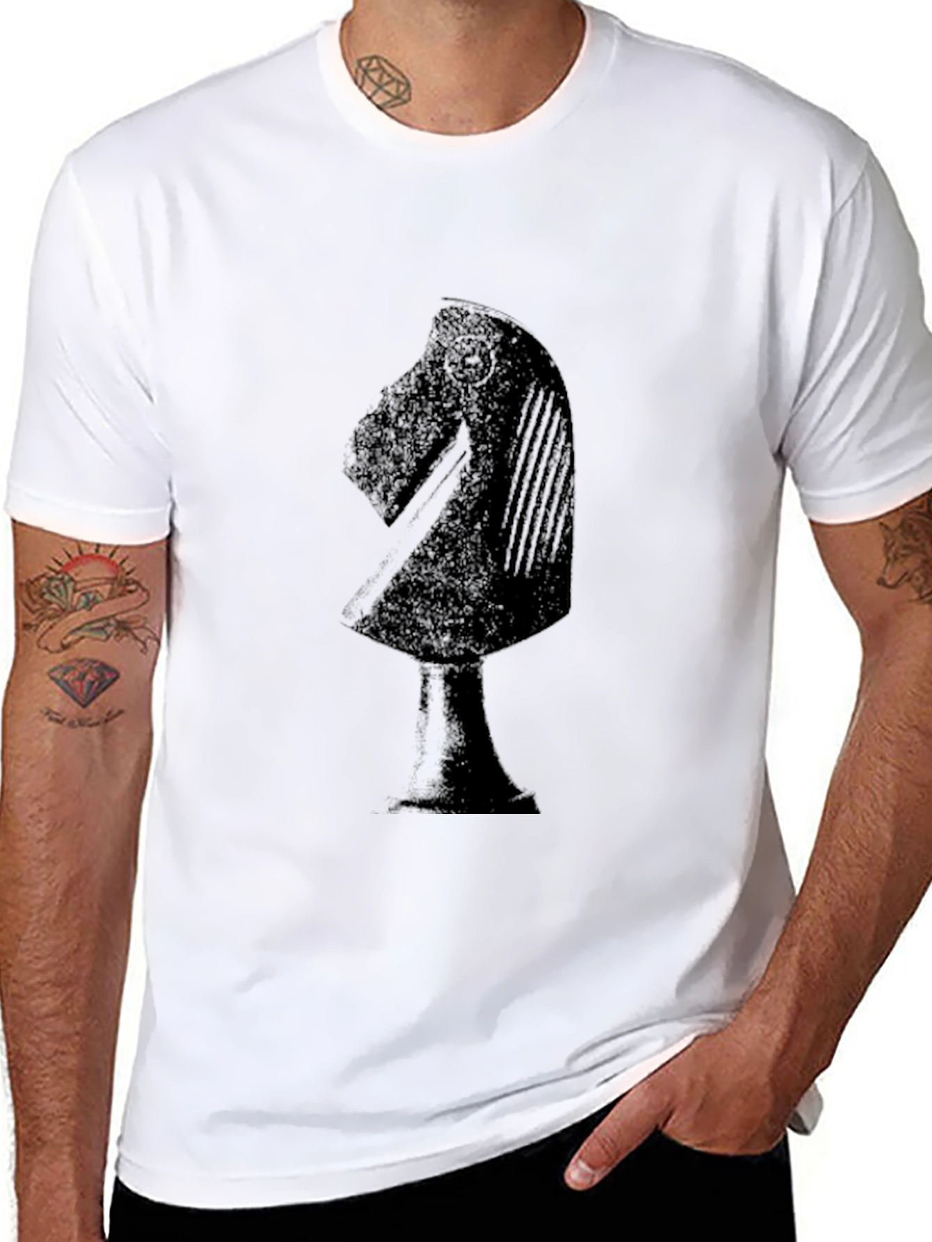 Chess Knight Graphic T-Shirt - Black