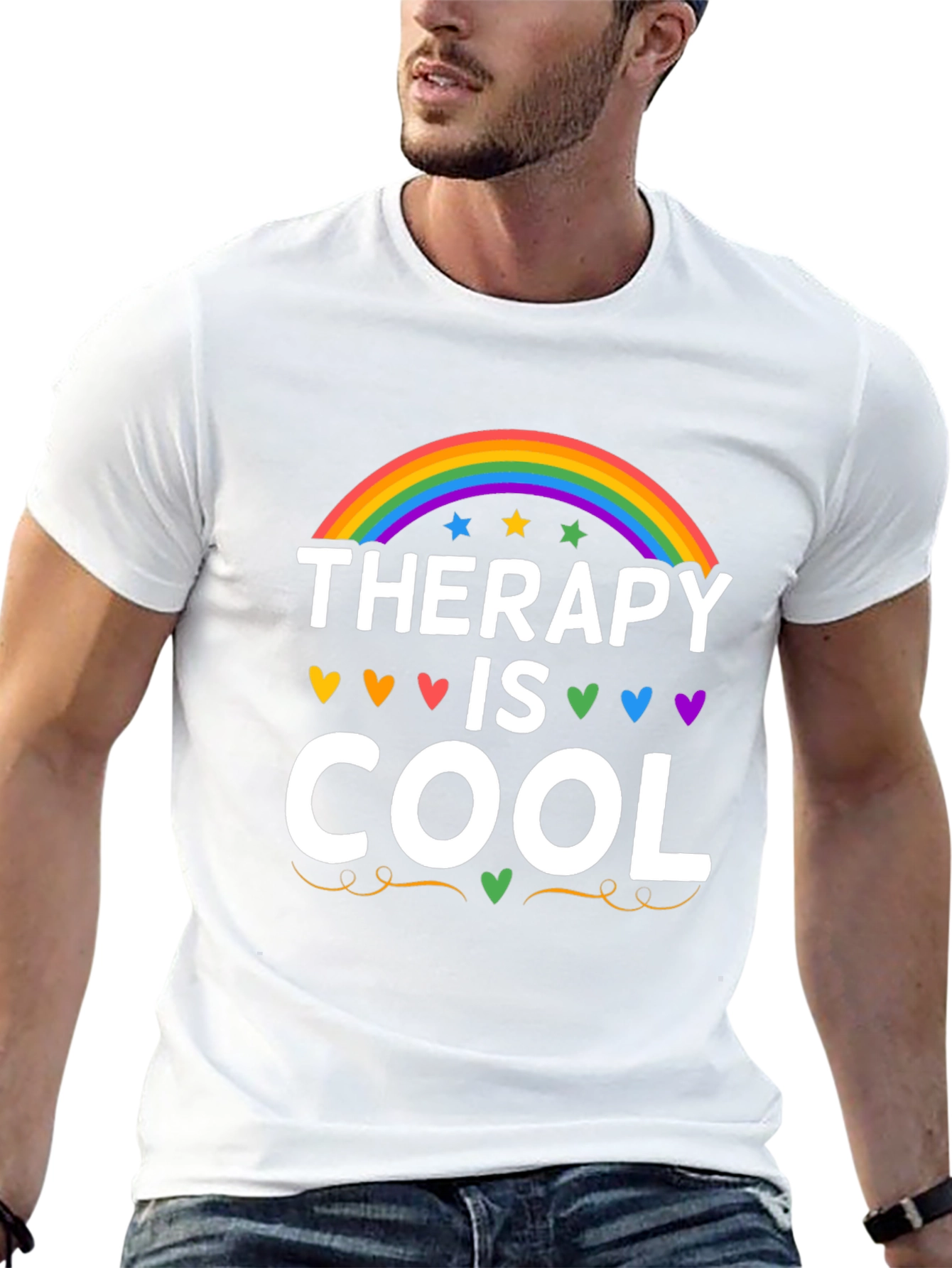 Therapy is Cool Rainbow Graphic Tee