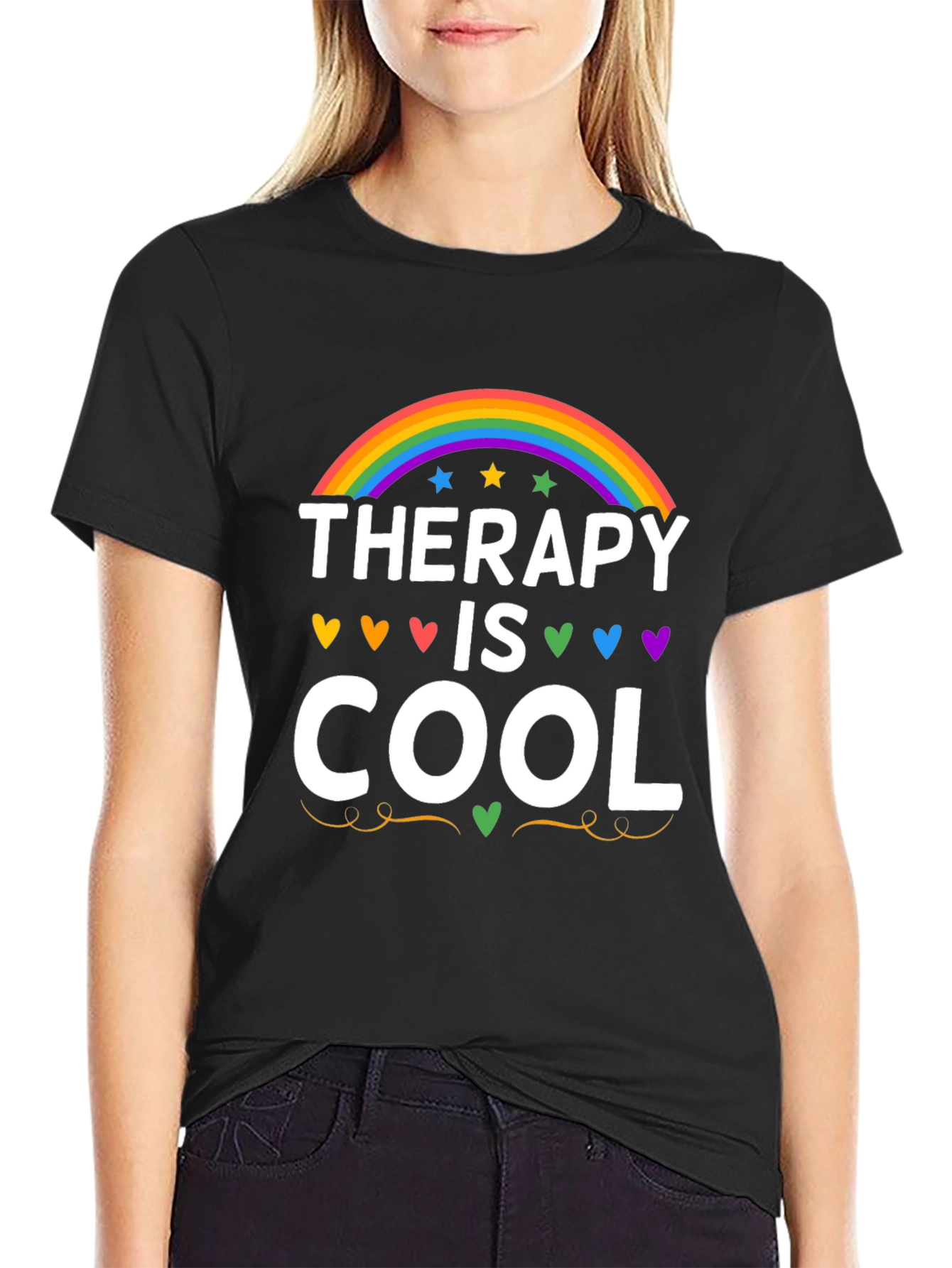 Therapy is Cool Rainbow Graphic Tee