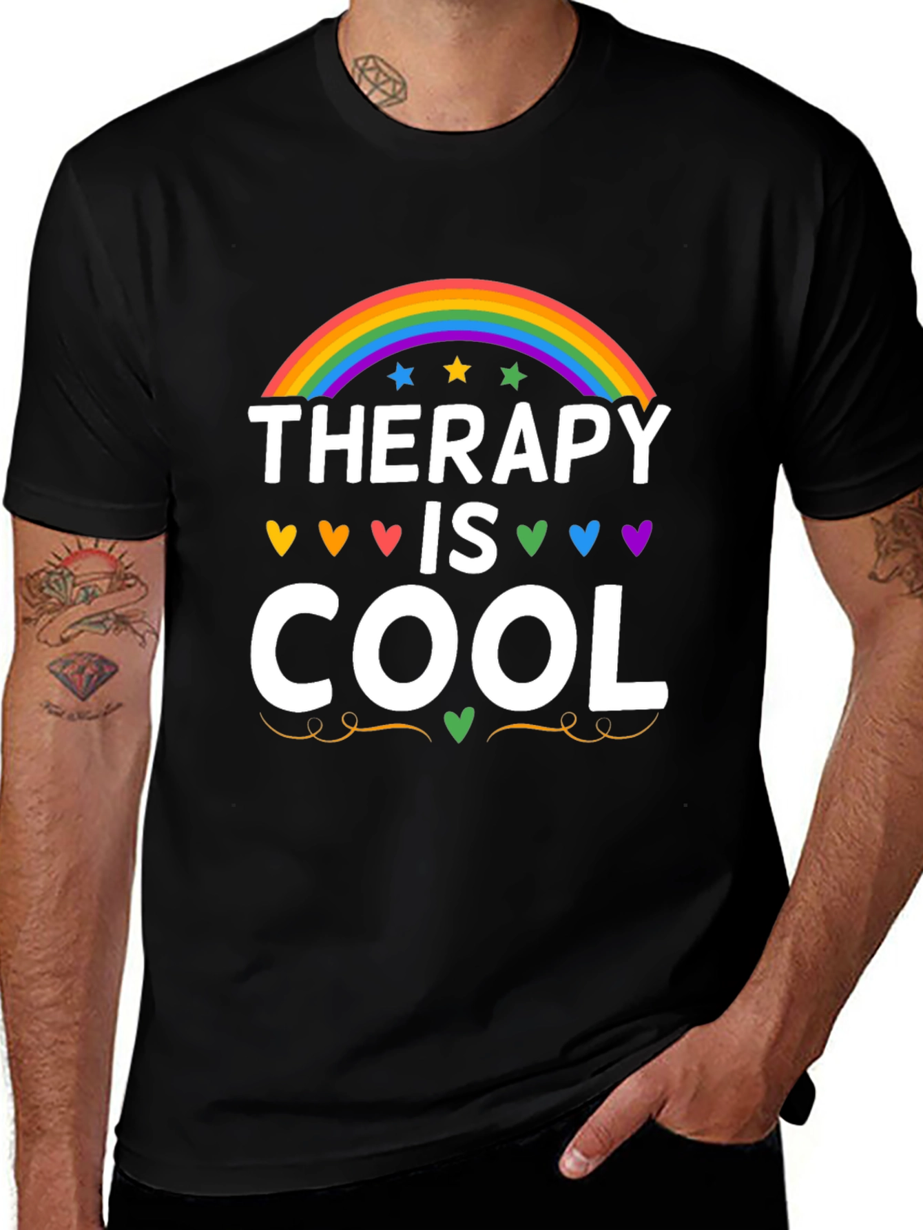 Therapy is Cool Rainbow Graphic Tee