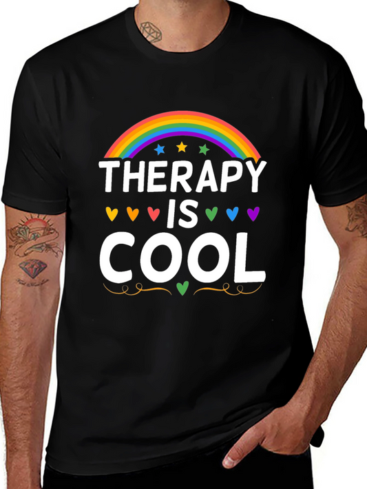 Therapy is Cool Rainbow Graphic Tee