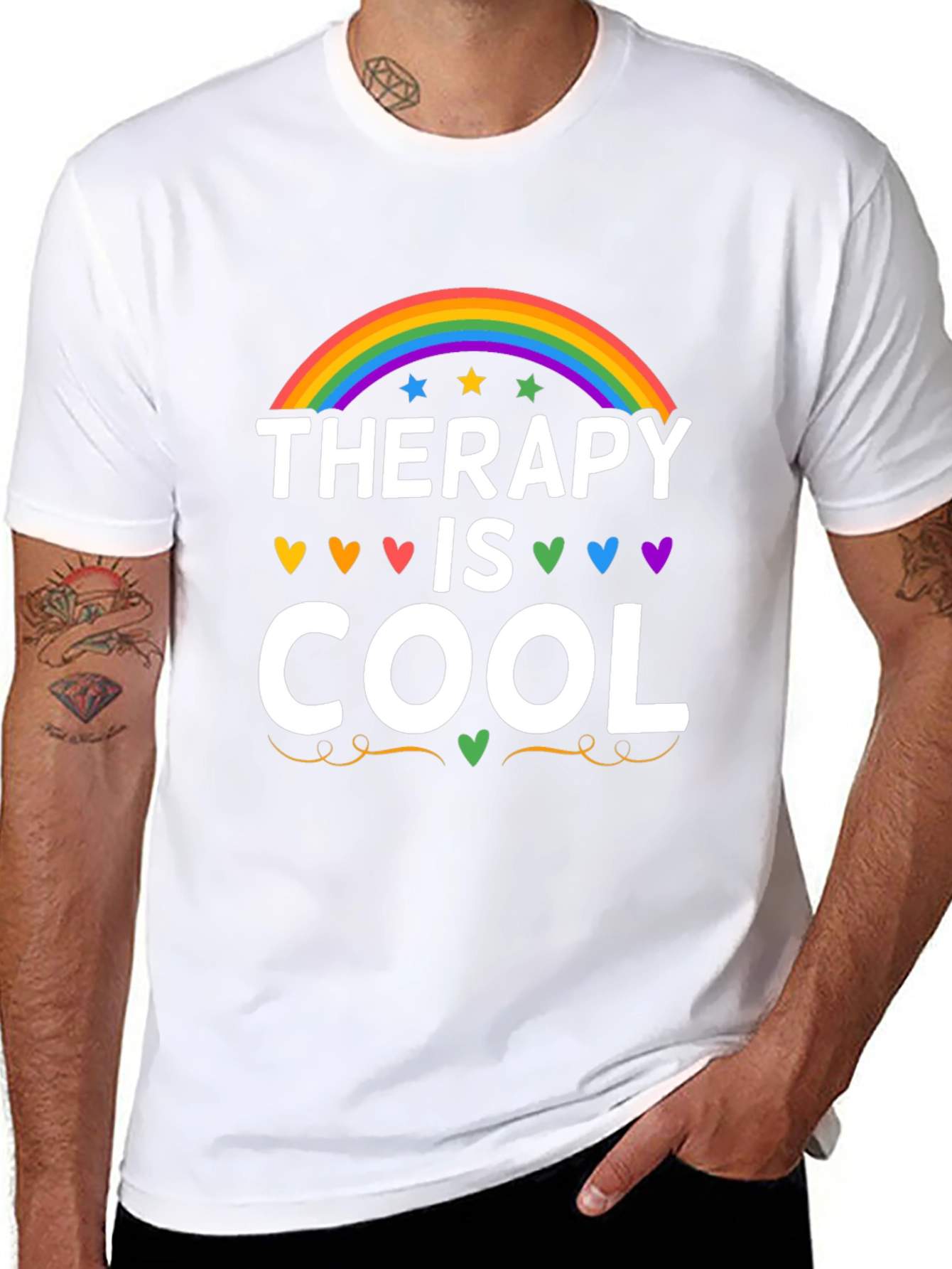 Therapy is Cool Rainbow Graphic Tee