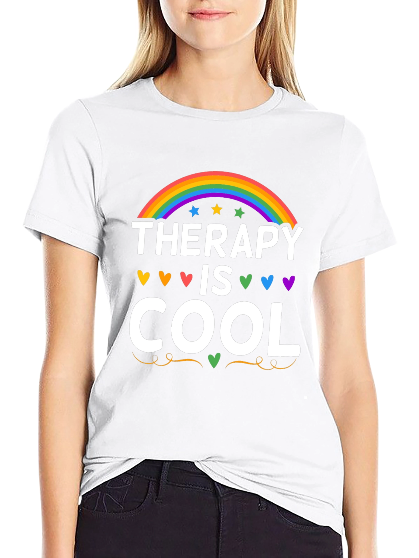 Therapy is Cool Rainbow Graphic Tee