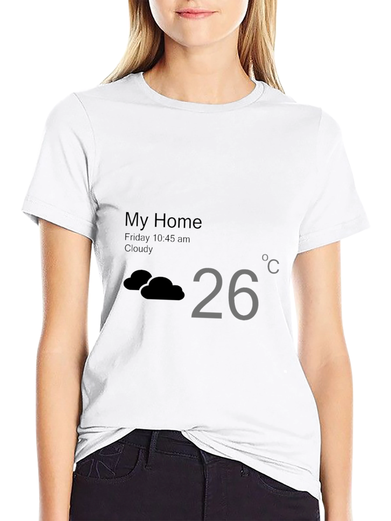 Weather App T-Shirt - My Home Cloudy 26 Degrees