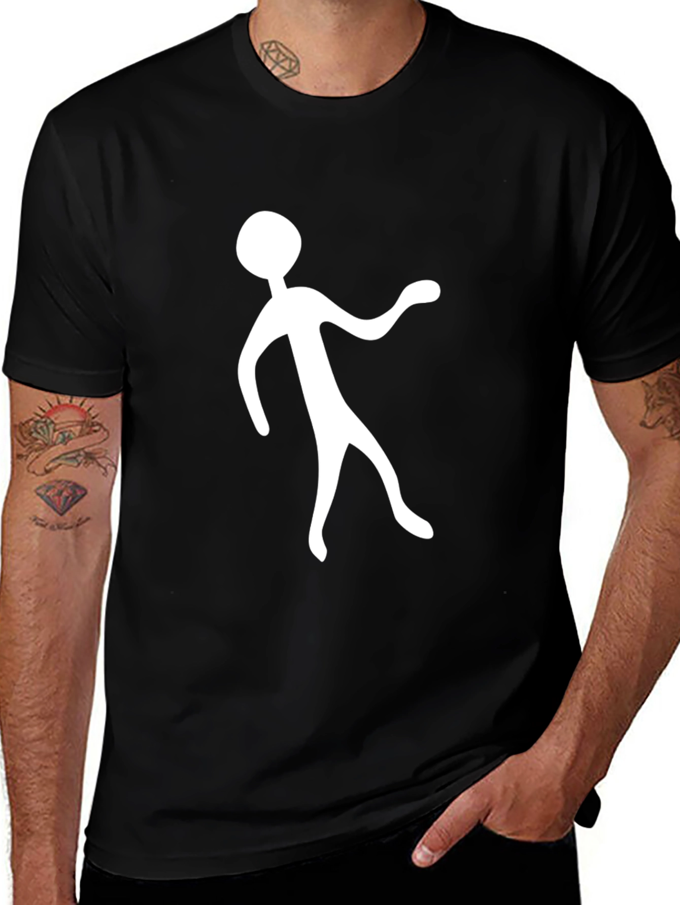 Modern Abstract Figure Graphic T-Shirt - Black