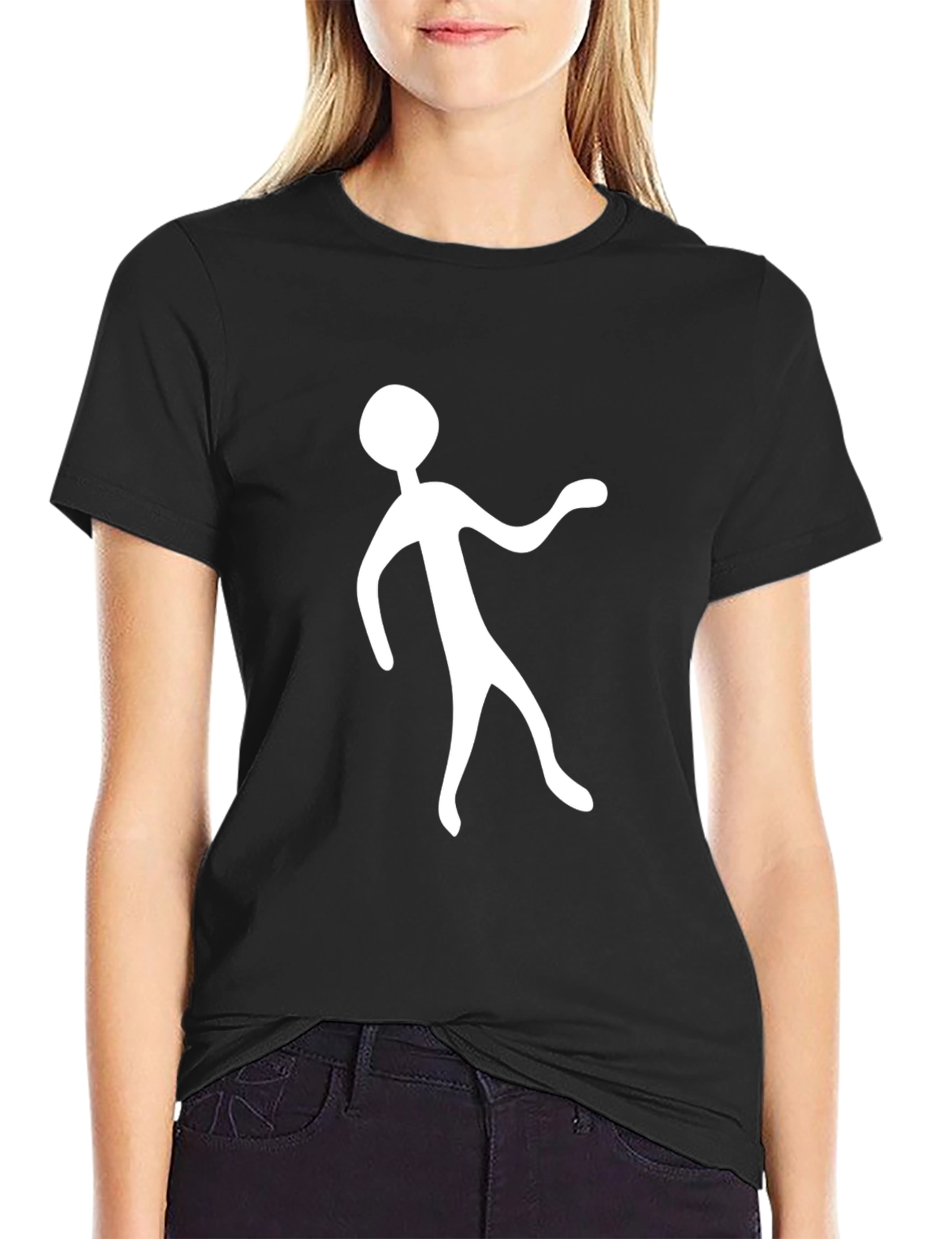 Modern Abstract Figure Graphic T-Shirt - Black