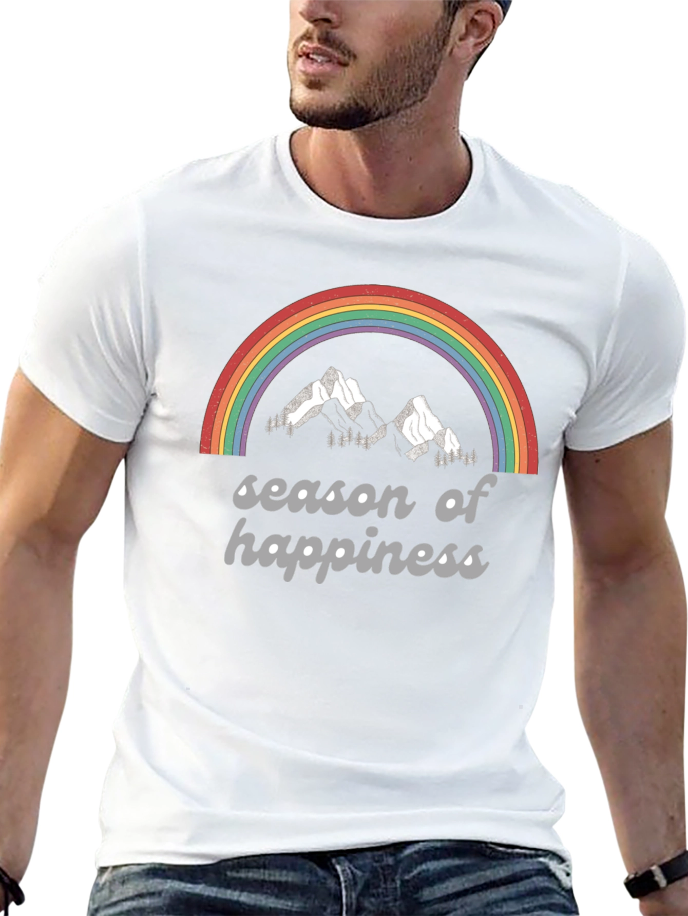 Season of Happiness Rainbow Graphic Tee