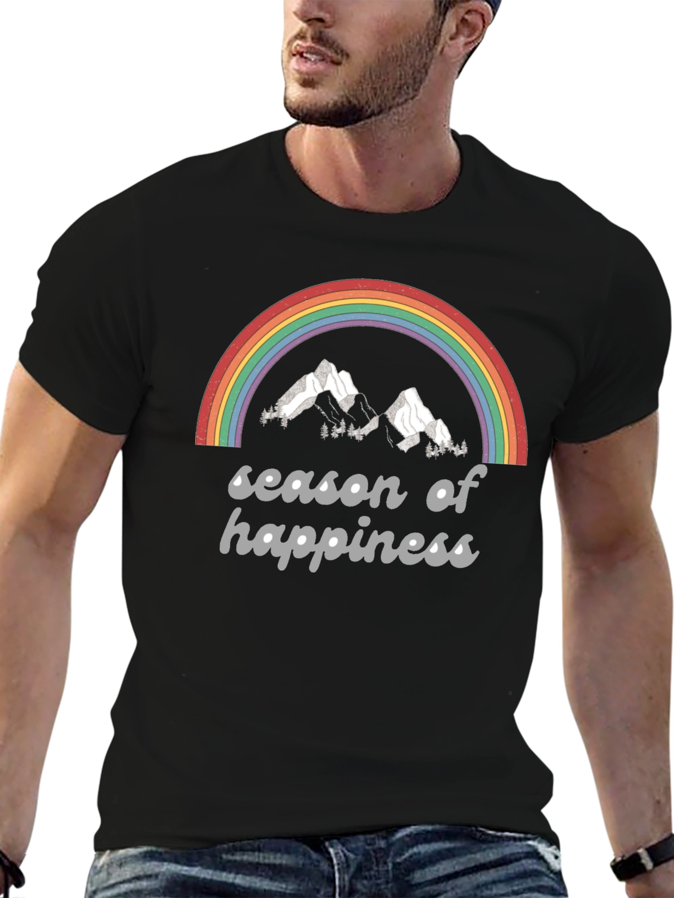 Season of Happiness Rainbow Graphic Tee