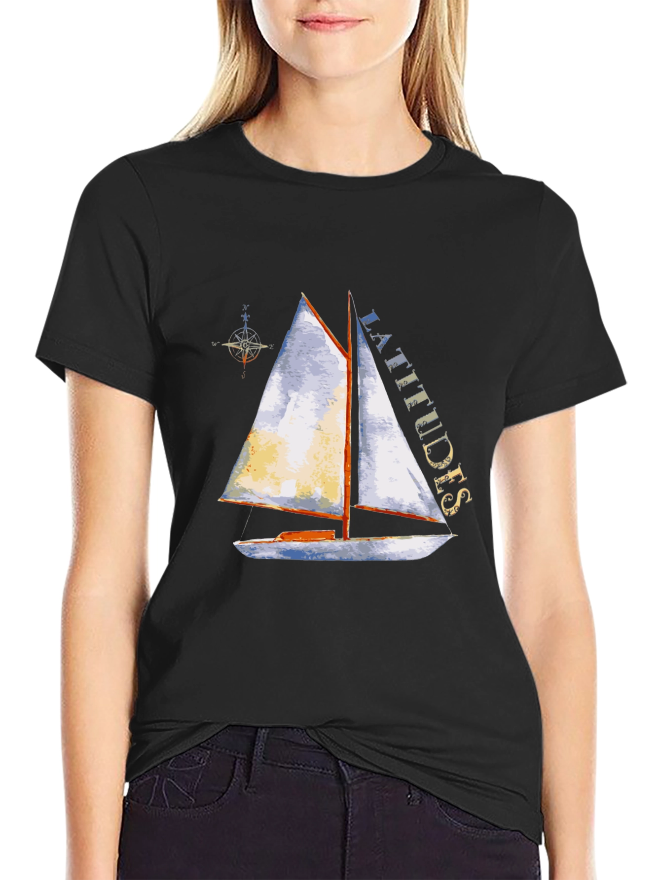 Latitudes Sailboat Graphic Tee - Nautical Adventure Shirt