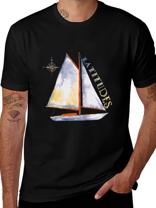 Latitudes Sailboat Graphic Tee - Nautical Adventure Shirt