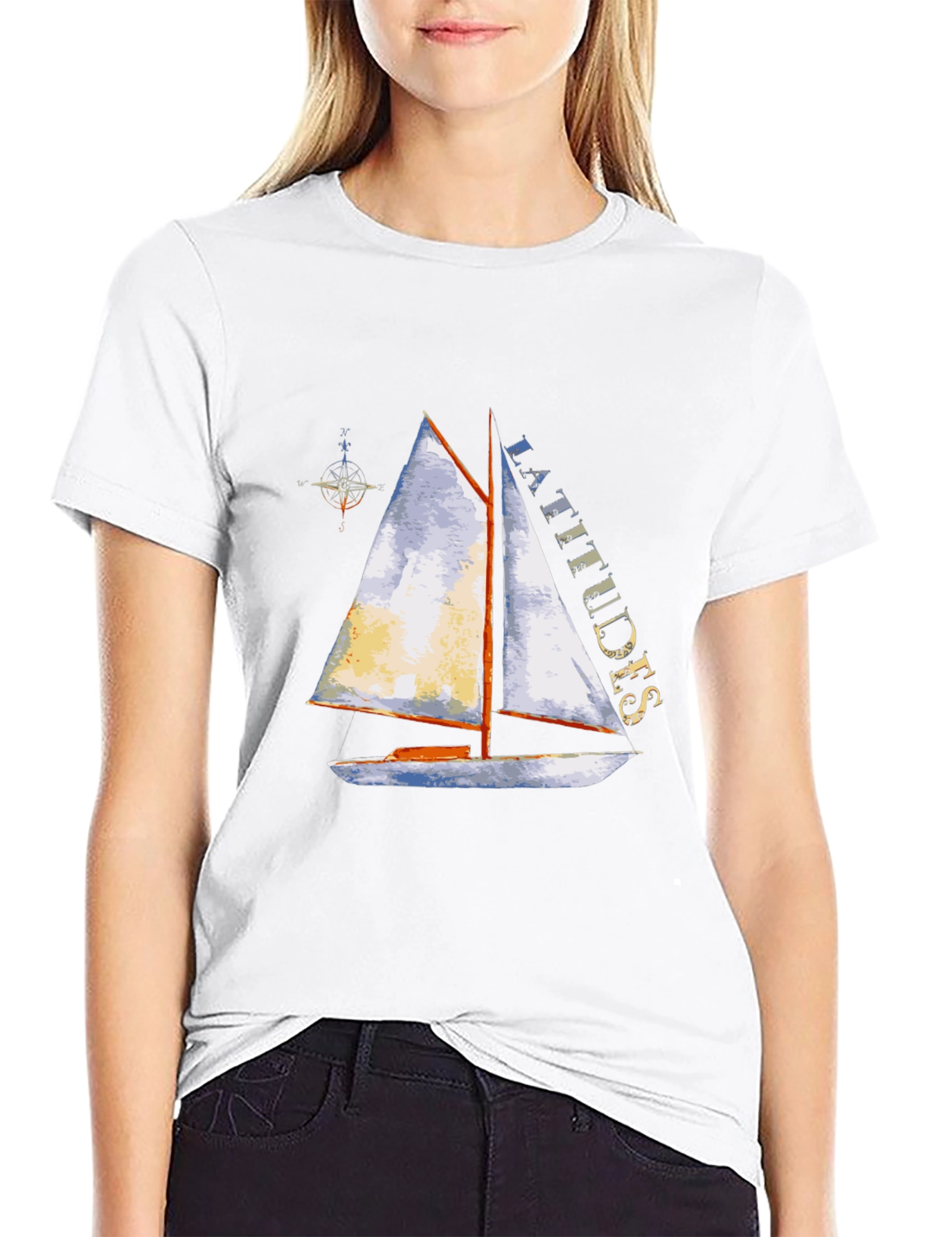 Latitudes Sailboat Graphic Tee - Nautical Adventure Shirt