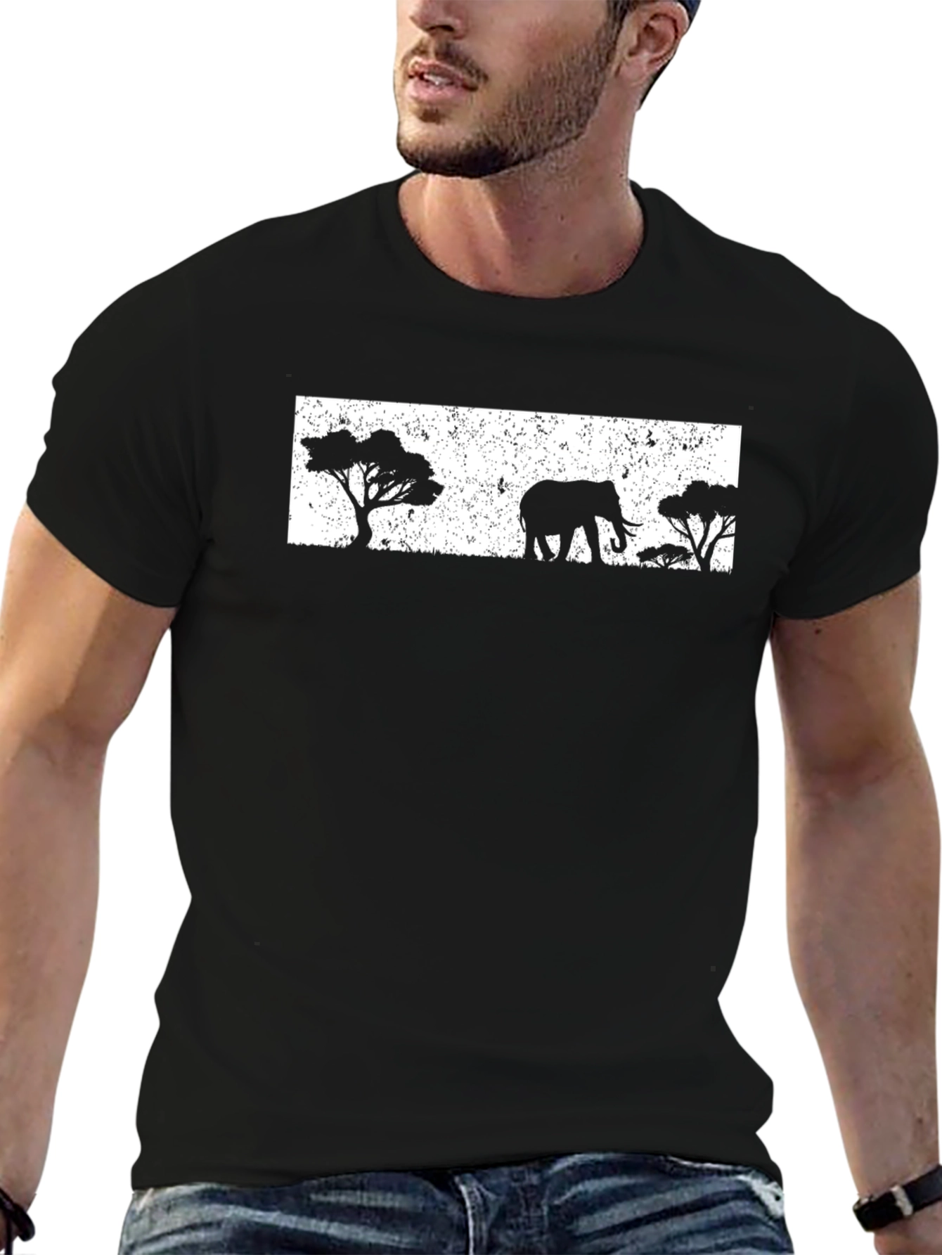 Elephant Silhouette Graphic Tee - Unisex Black T-Shirt