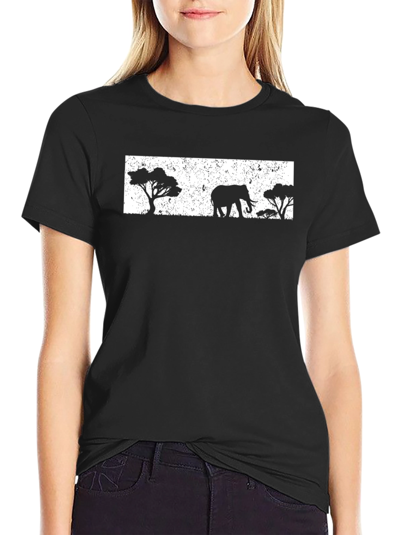 Elephant Silhouette Graphic Tee - Unisex Black T-Shirt