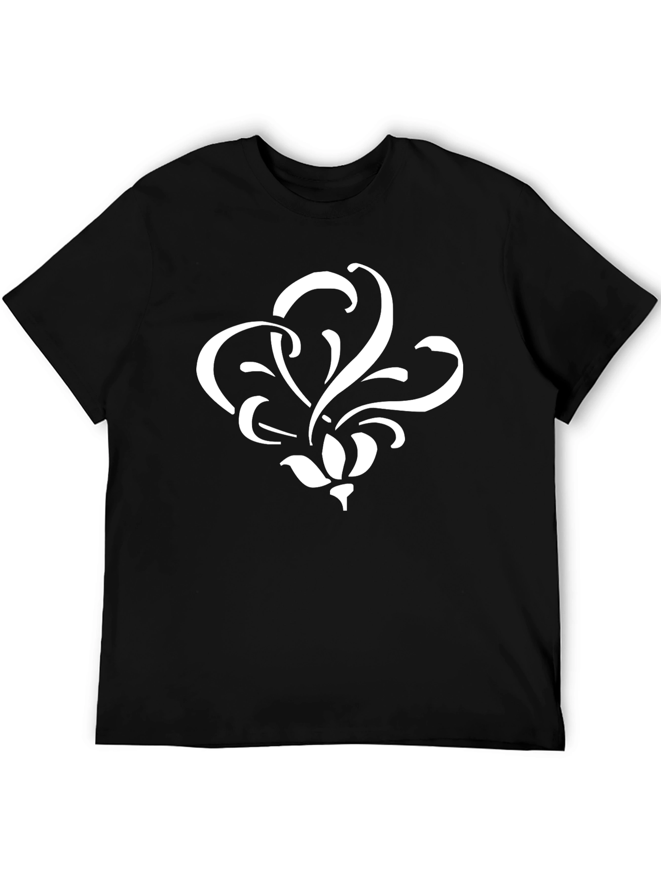 Floral Design Black T-Shirt