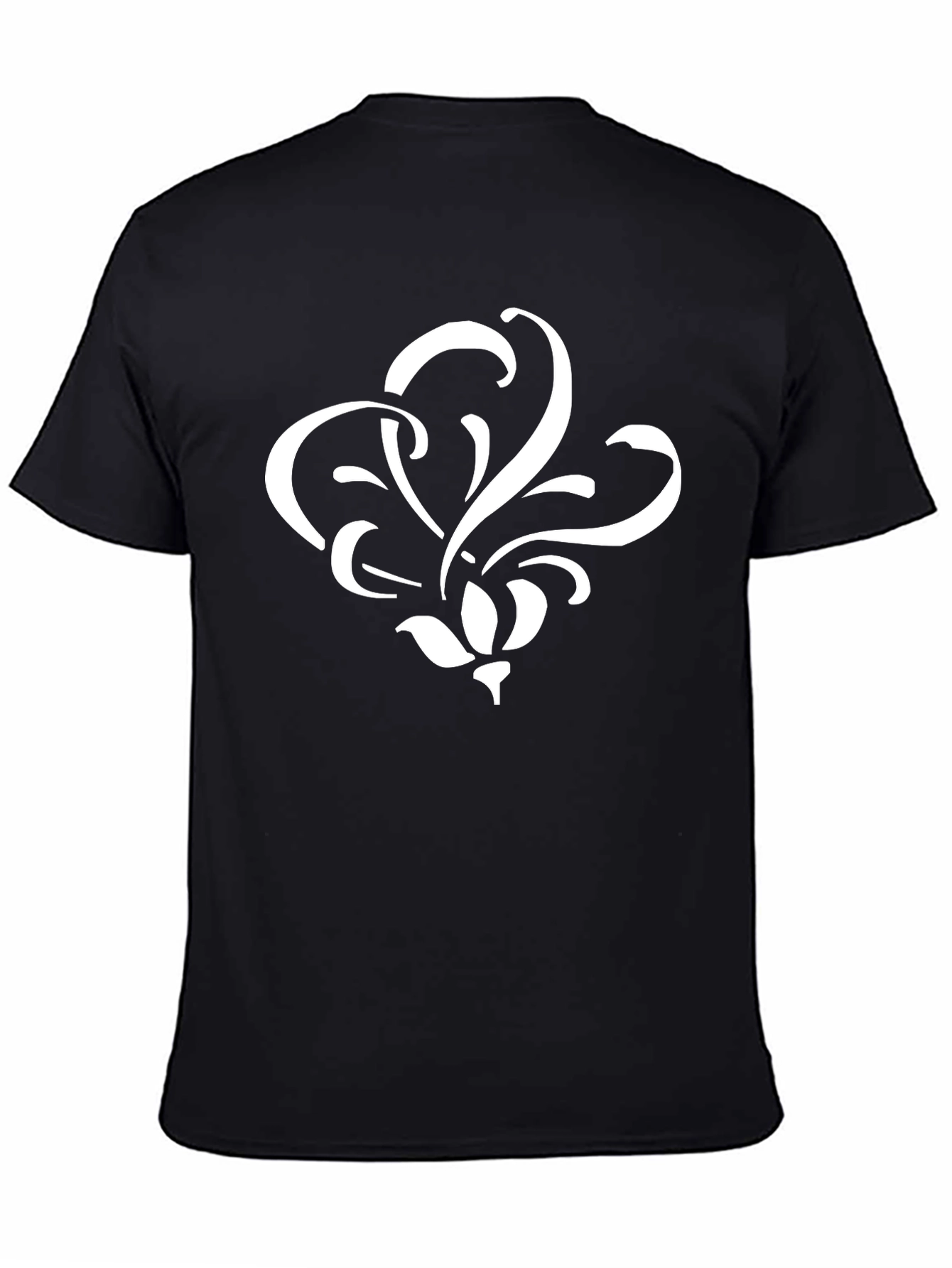 Floral Design Black T-Shirt