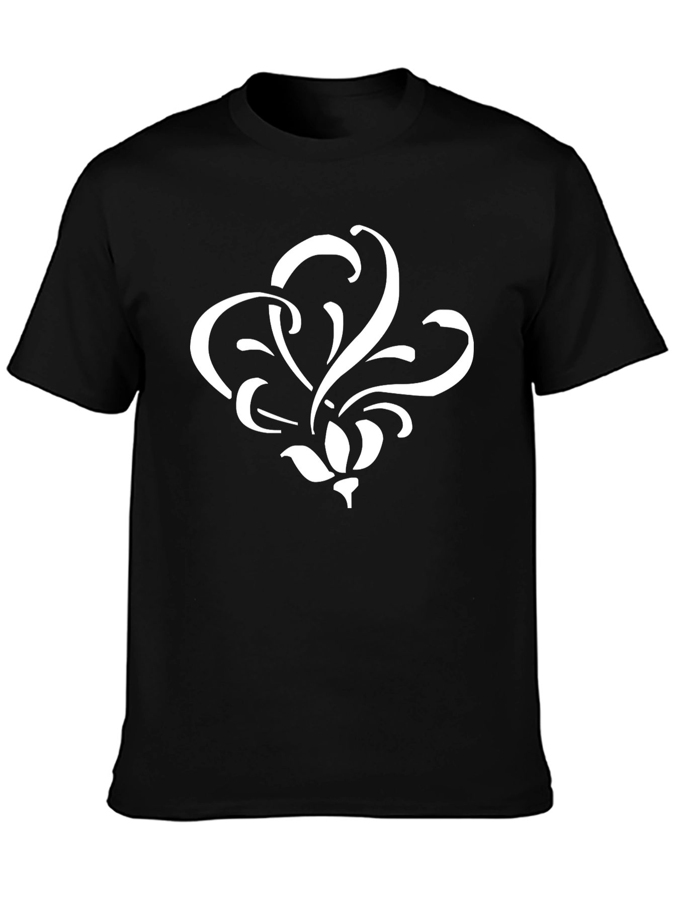 Floral Design Black T-Shirt