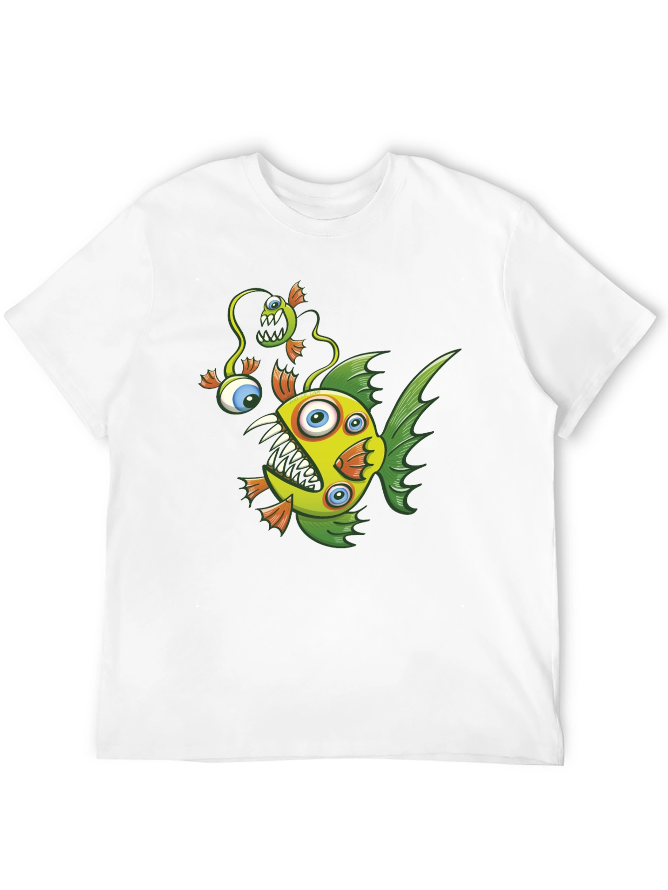 Crazy Fish Graphic Tee - Black Cotton T-Shirt