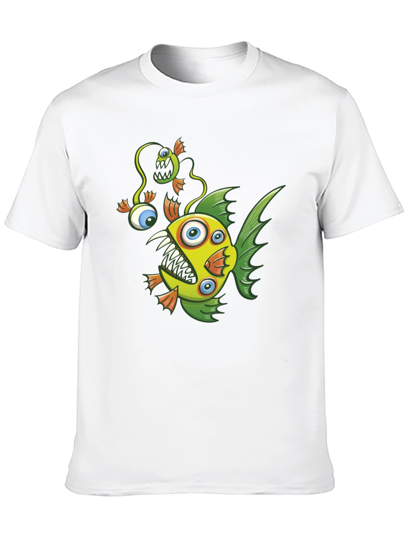 Crazy Fish Graphic Tee - Black Cotton T-Shirt