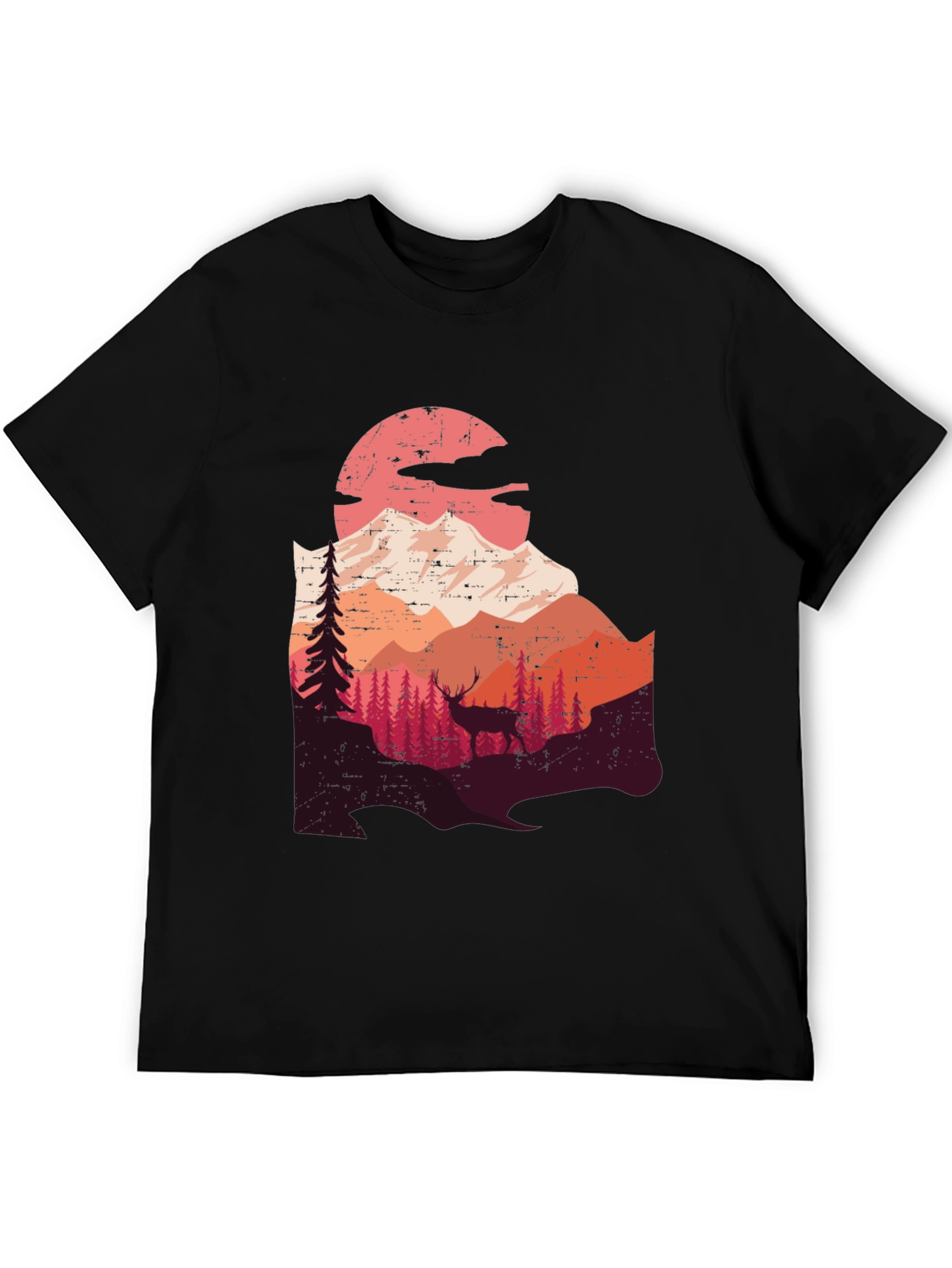 Mountain Deer Graphic Tee - Nature Lovers T-Shirt