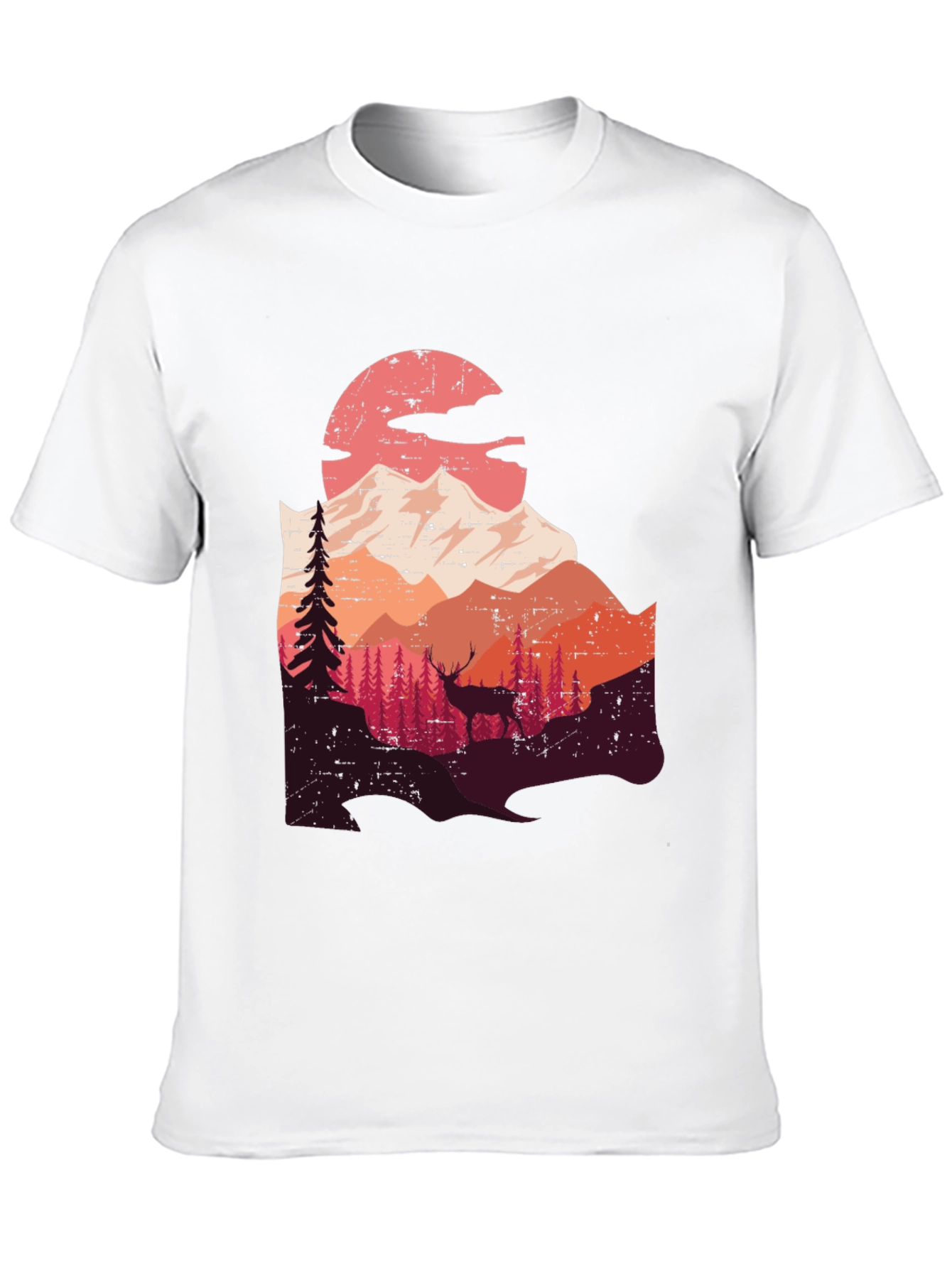 Mountain Deer Graphic Tee - Nature Lovers T-Shirt
