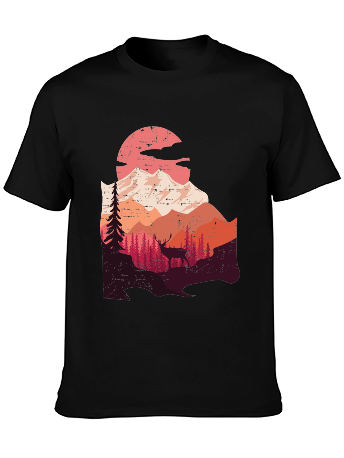 Mountain Deer Graphic Tee - Nature Lovers T-Shirt