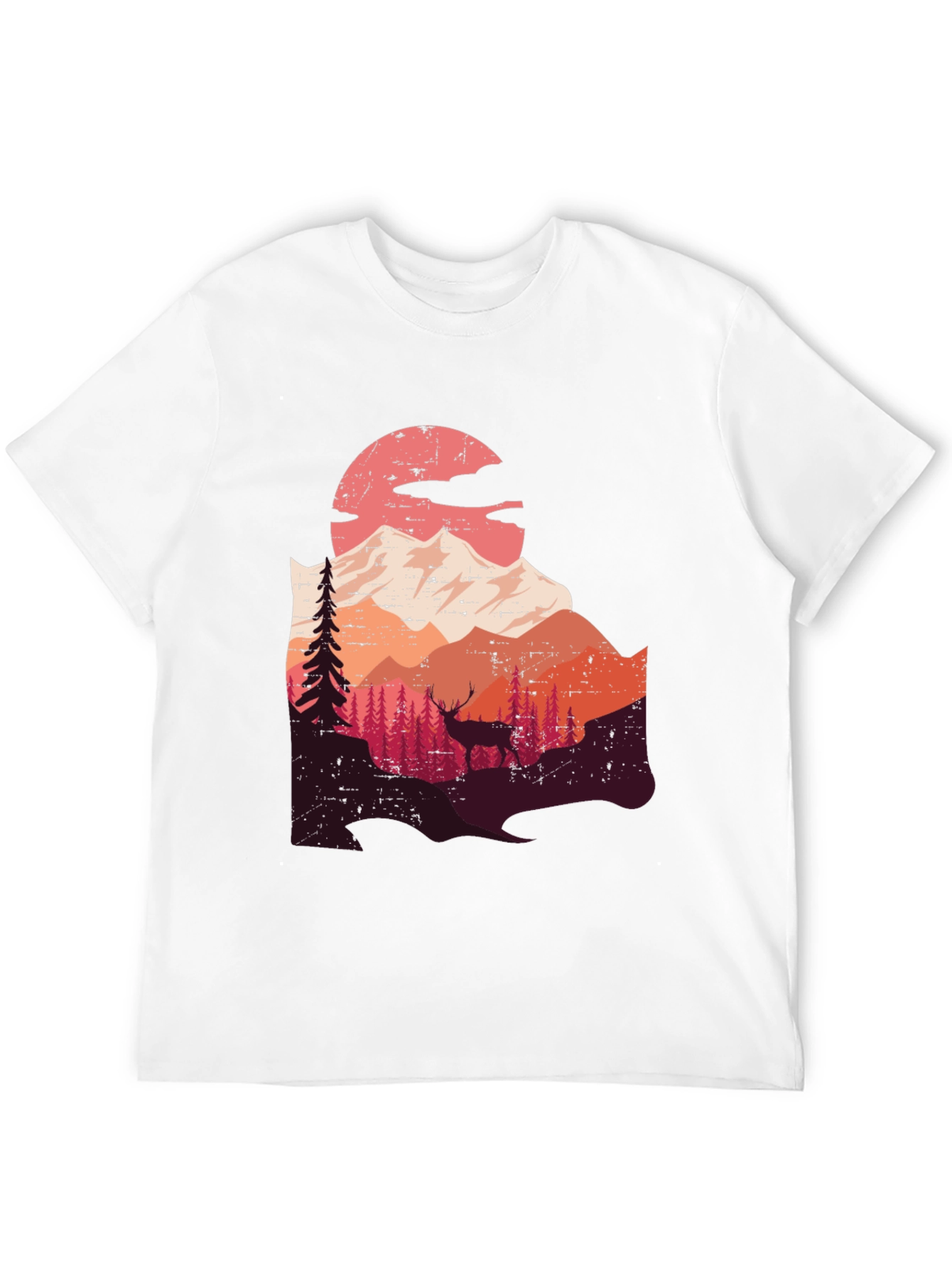Mountain Deer Graphic Tee - Nature Lovers T-Shirt