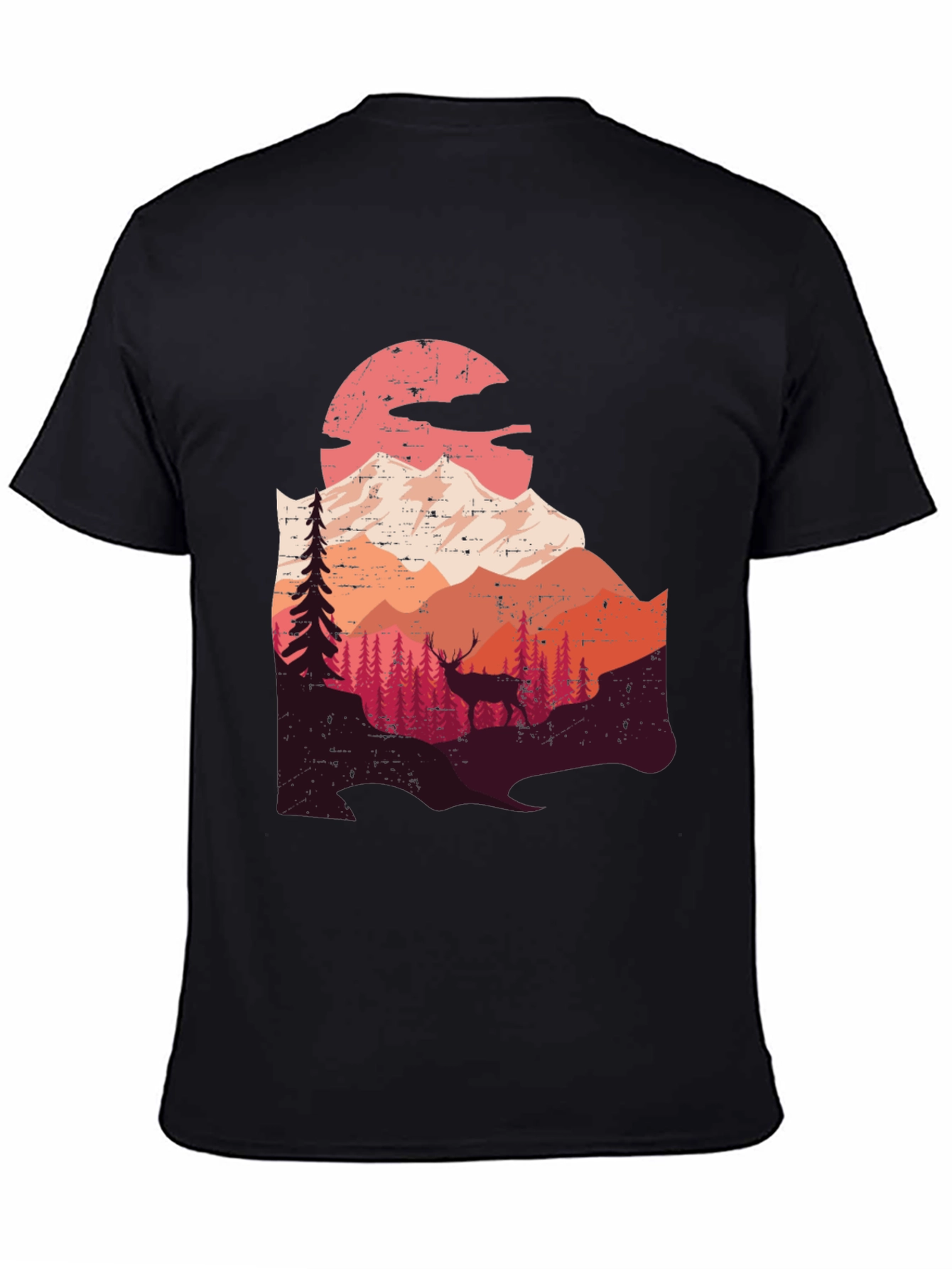 Mountain Deer Graphic Tee - Nature Lovers T-Shirt