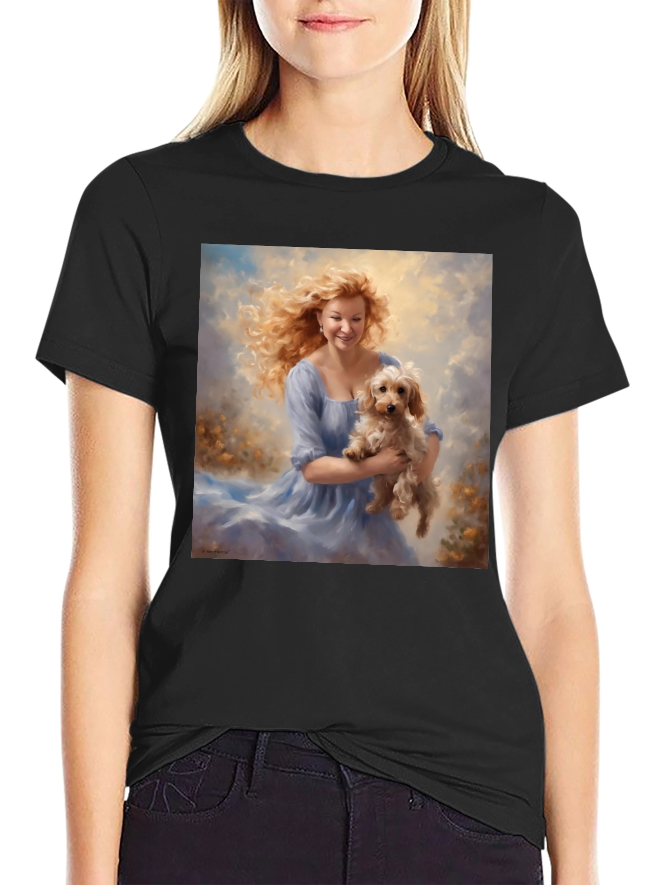 Woman with Dog Graphic Tee - Soft & Stylish