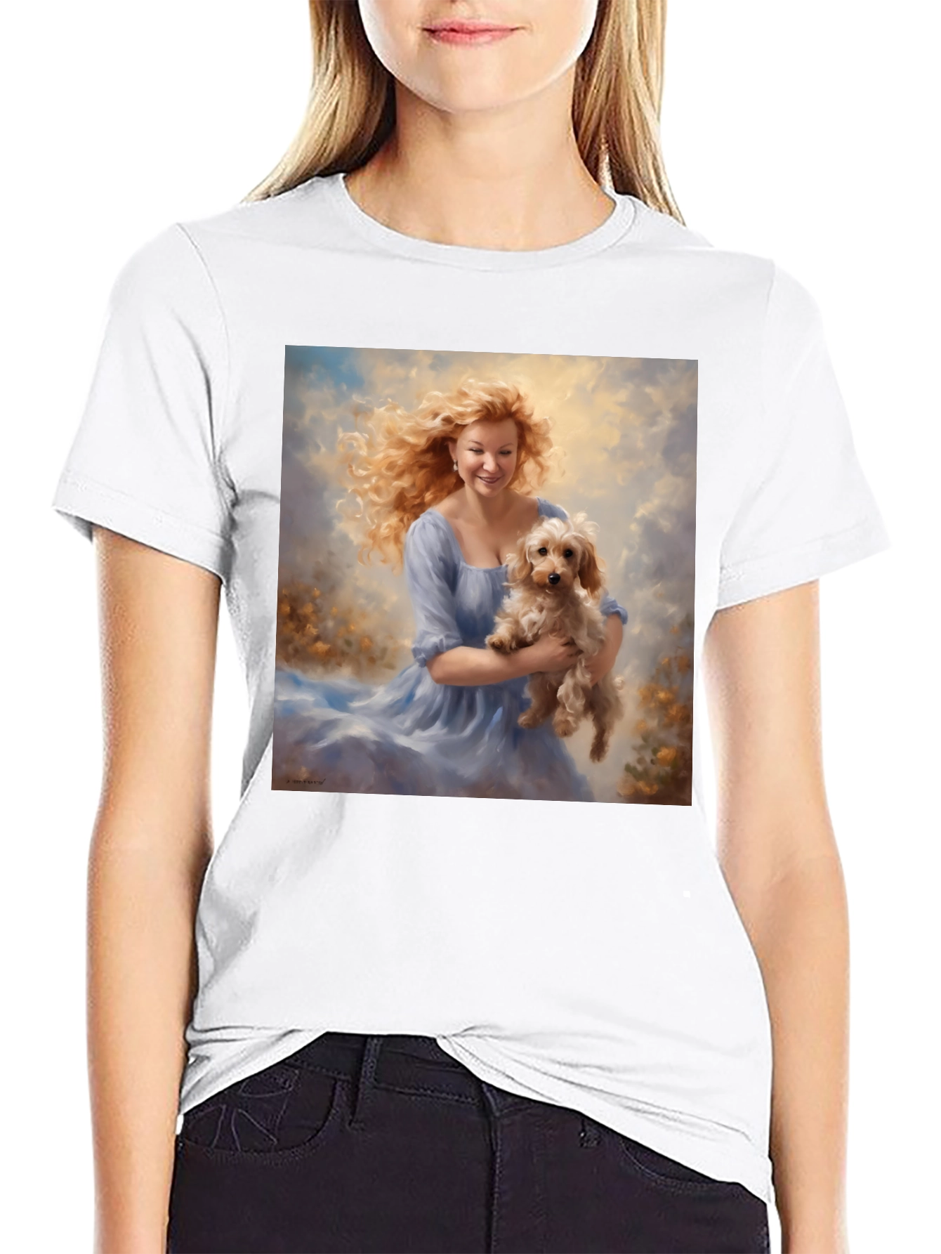 Woman with Dog Graphic Tee - Soft & Stylish