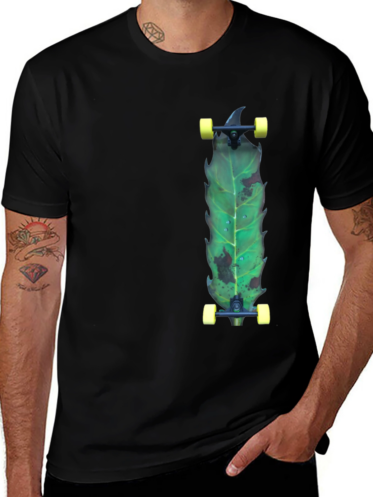 Leaf Skateboard T-Shirt - Unique Graphic Tee