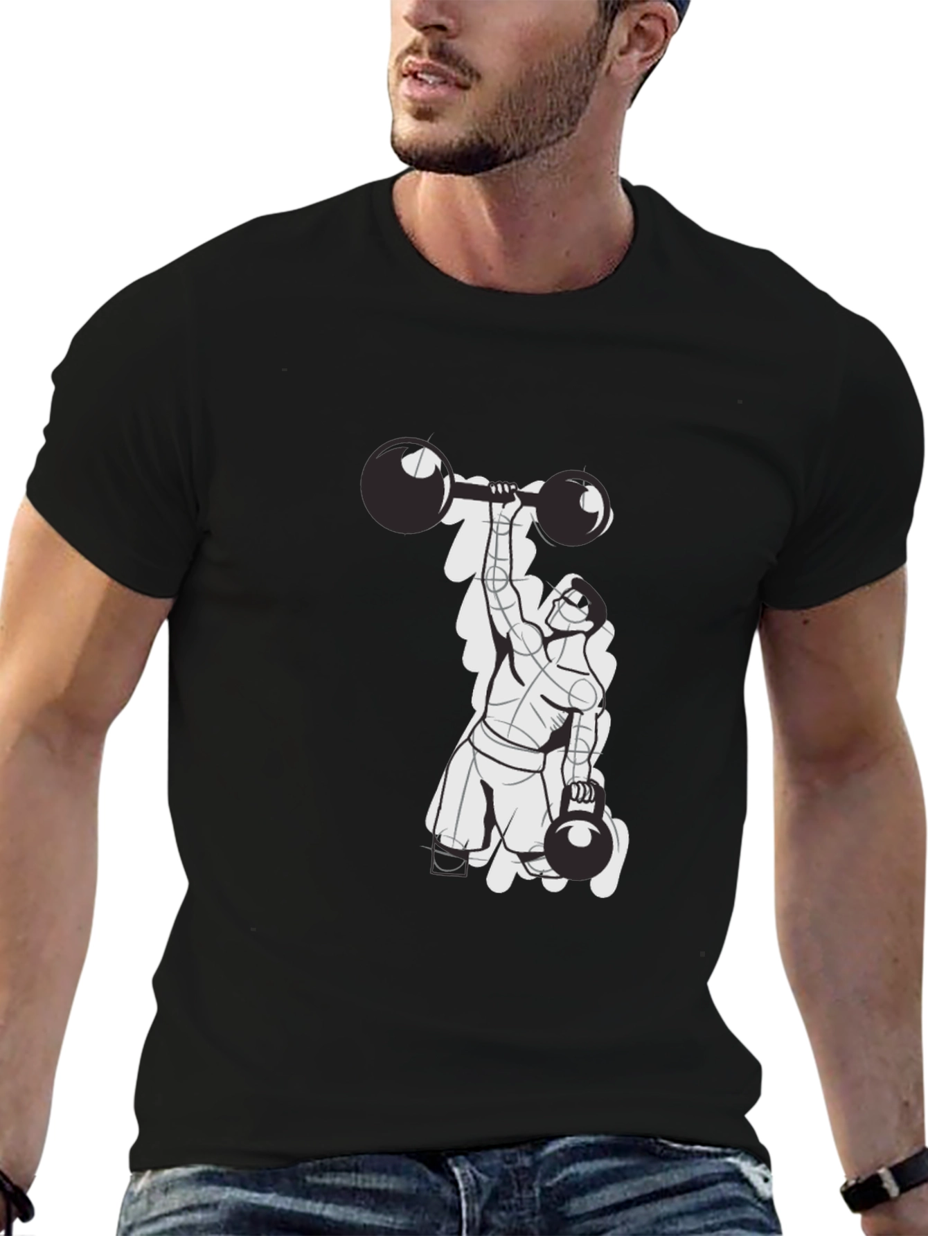 Weightlifter Graphic T-Shirt - Black