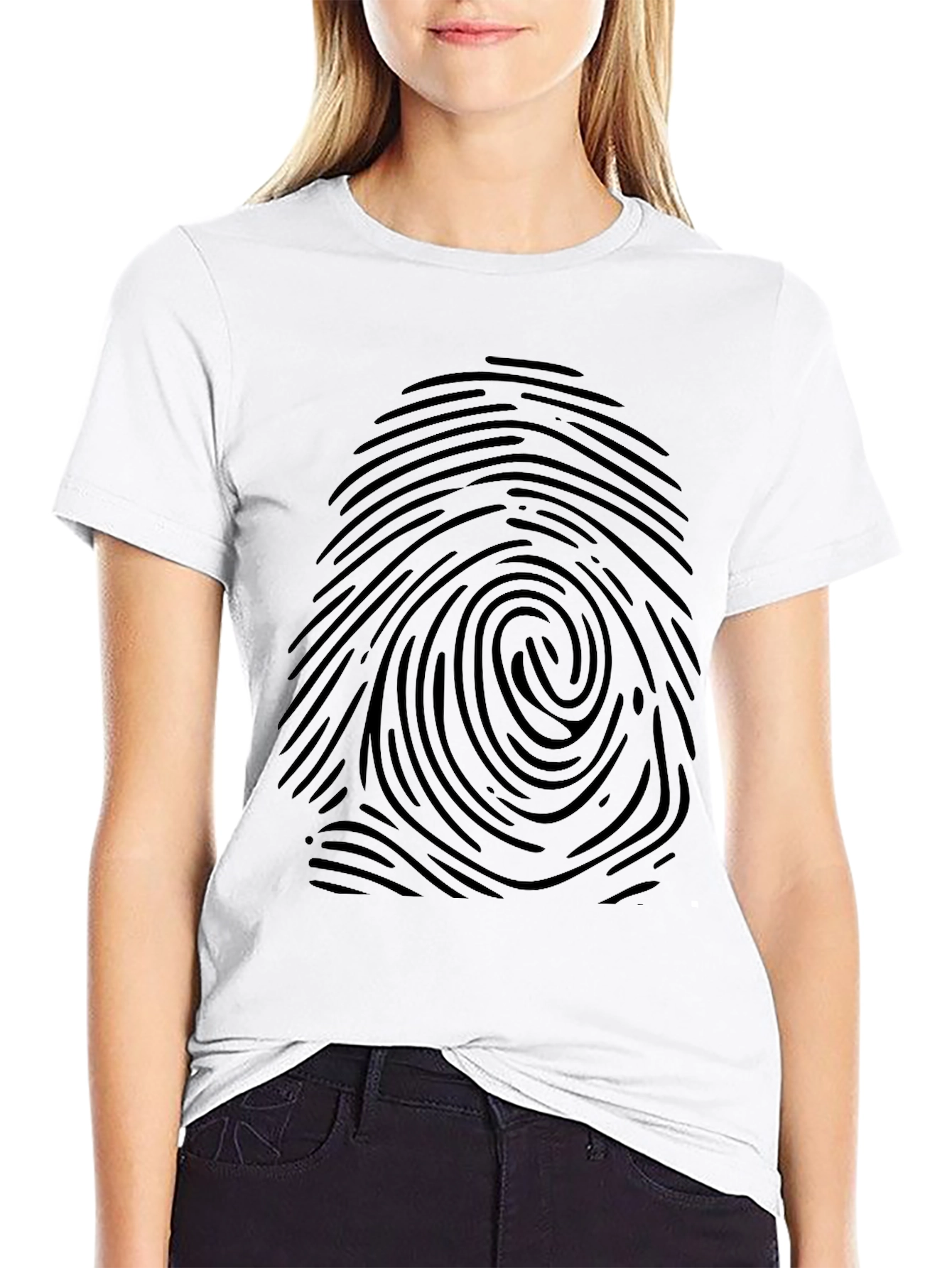 Fingerprint Graphic Print Black T-Shirt