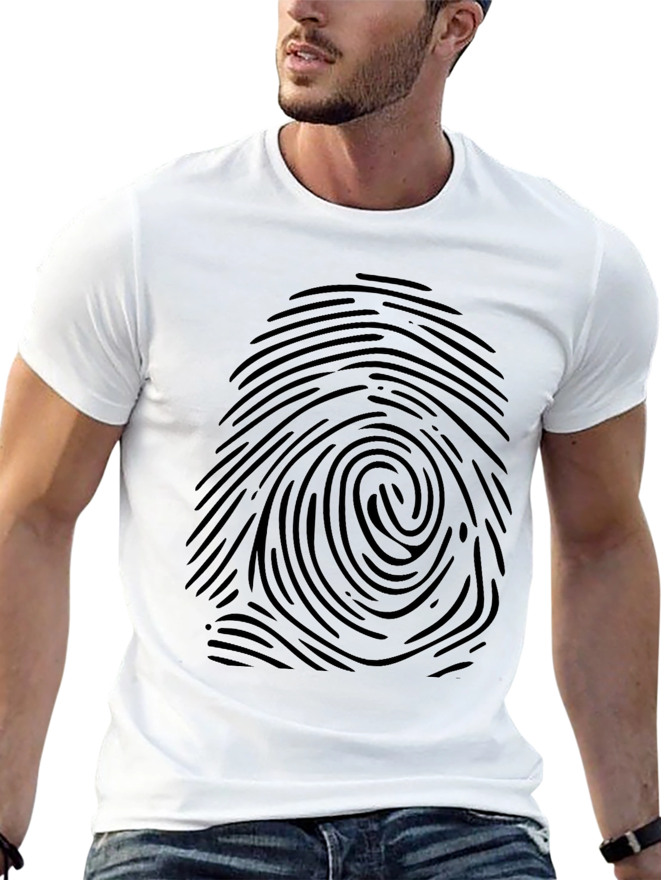 Fingerprint Graphic Print Black T-Shirt