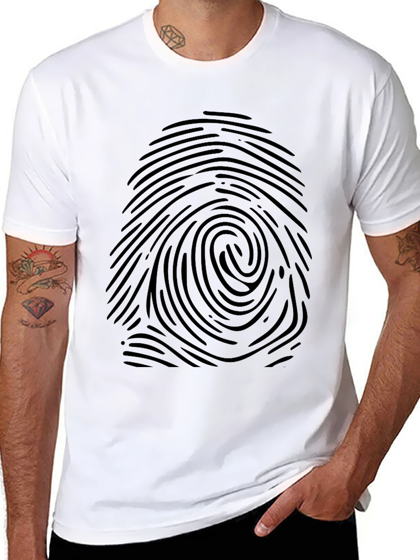 Fingerprint Graphic Print Black T-Shirt