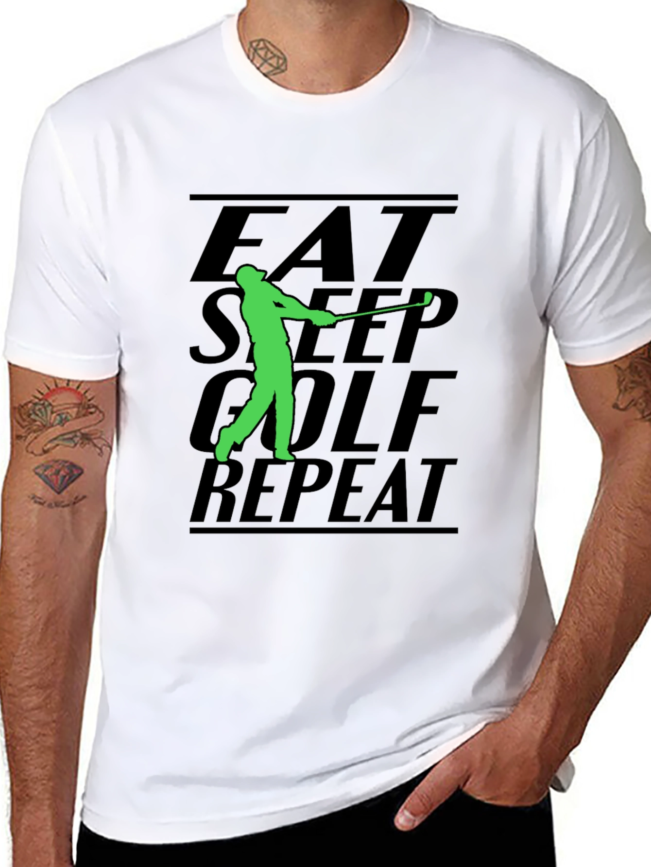 Eat Sleep Golf Repeat Black T-Shirt