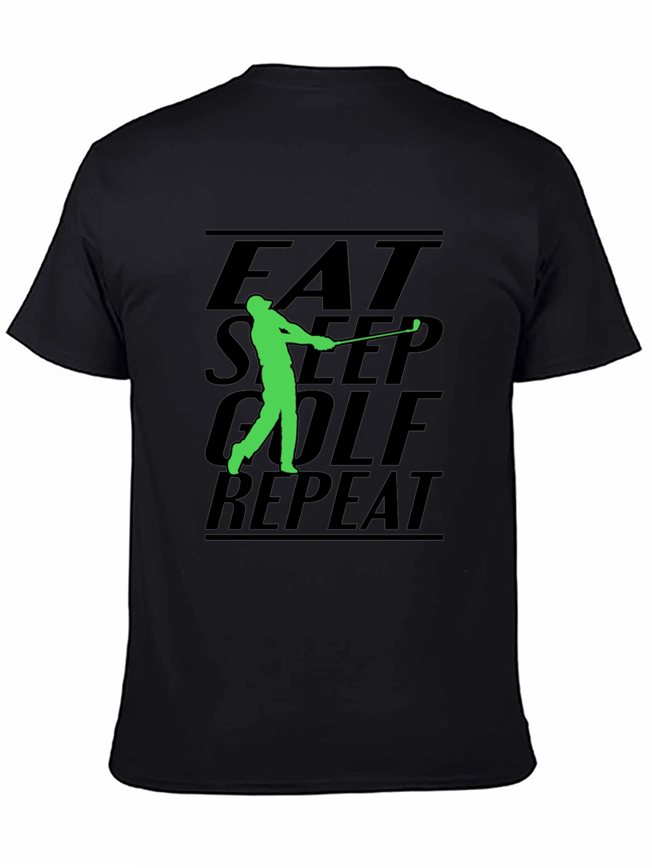 Eat Sleep Golf Repeat Black T-Shirt