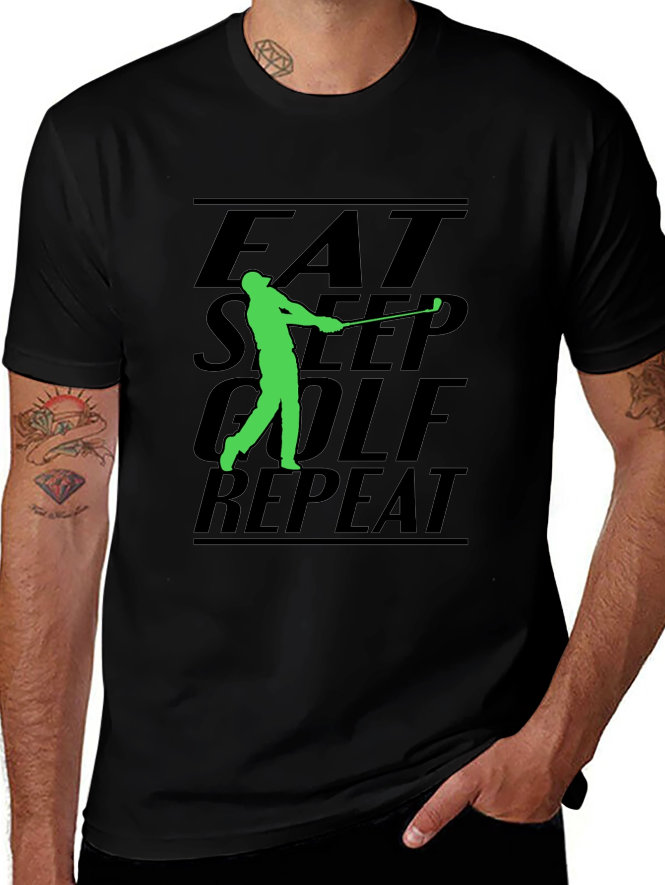 Eat Sleep Golf Repeat Black T-Shirt