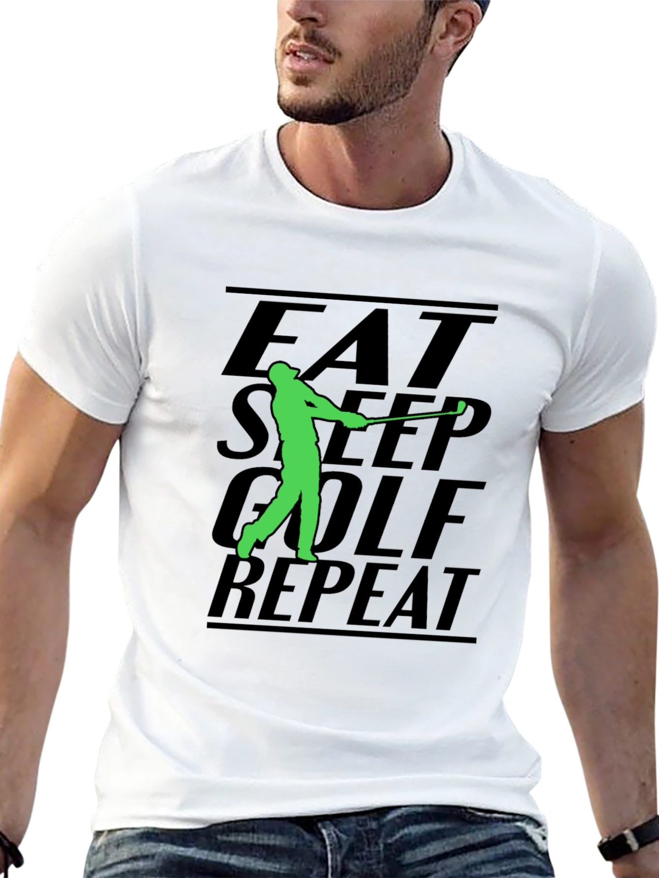 Eat Sleep Golf Repeat Black T-Shirt