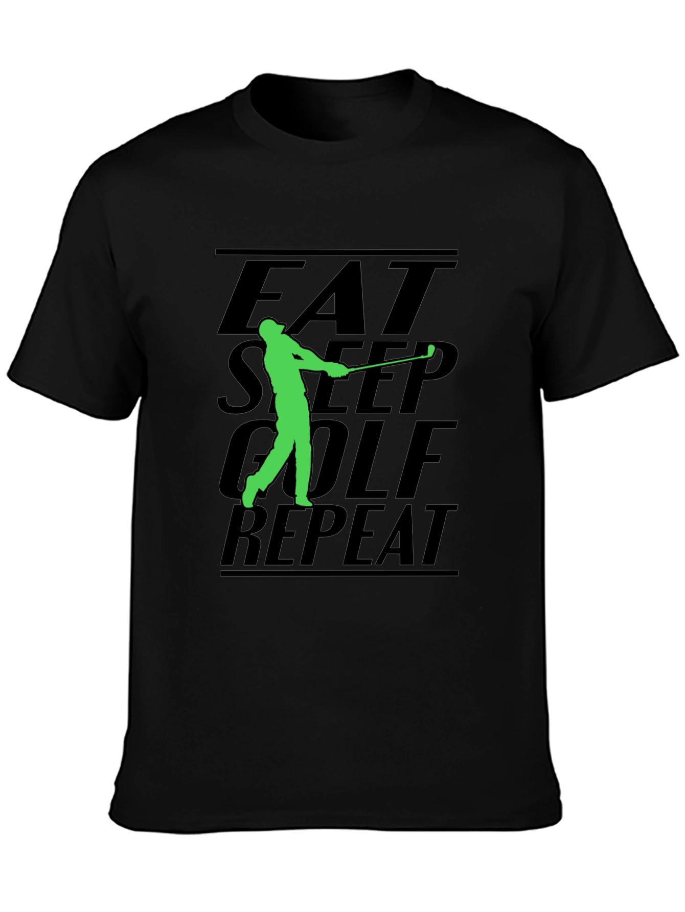 Eat Sleep Golf Repeat Black T-Shirt