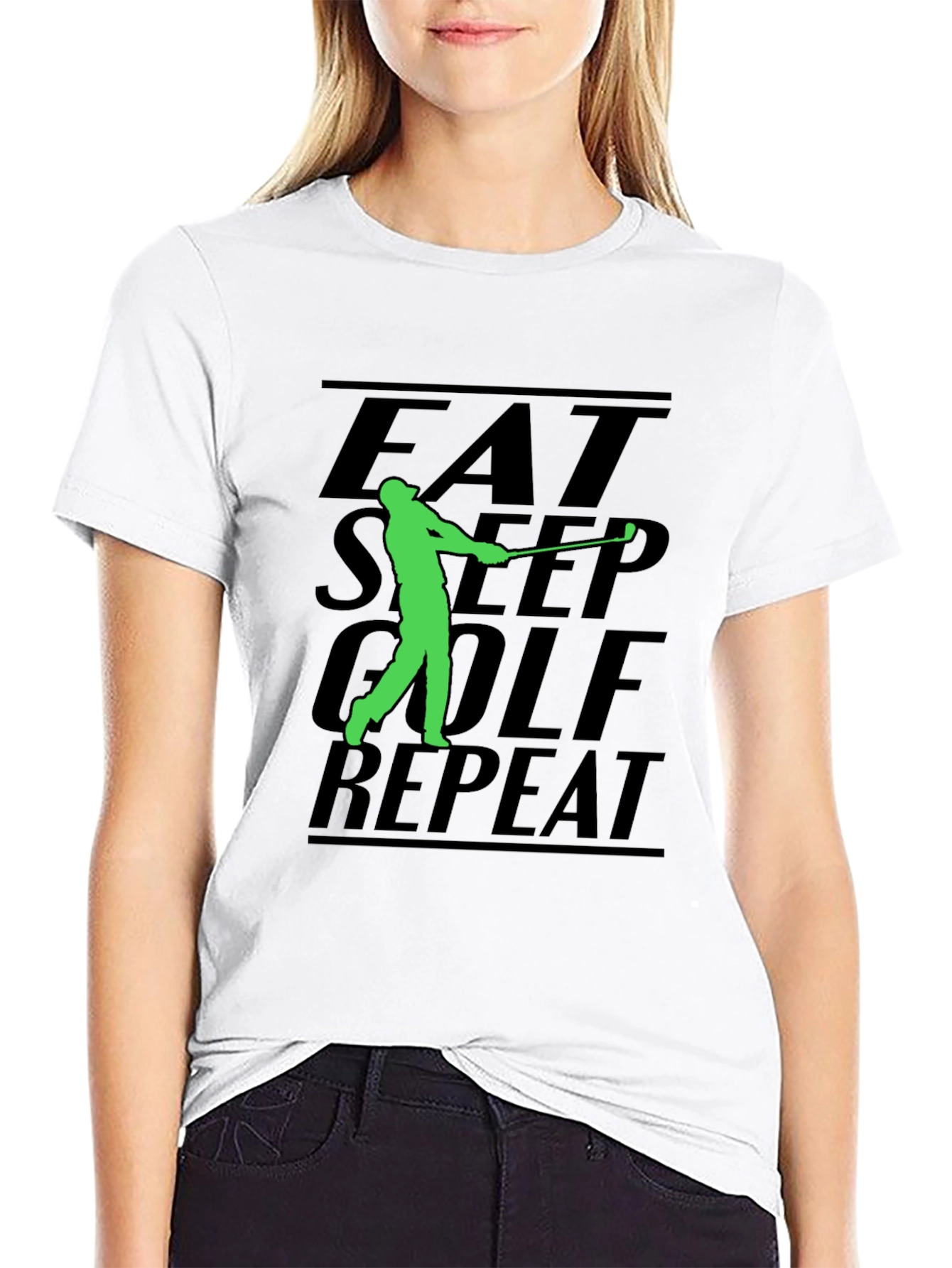 Eat Sleep Golf Repeat Black T-Shirt