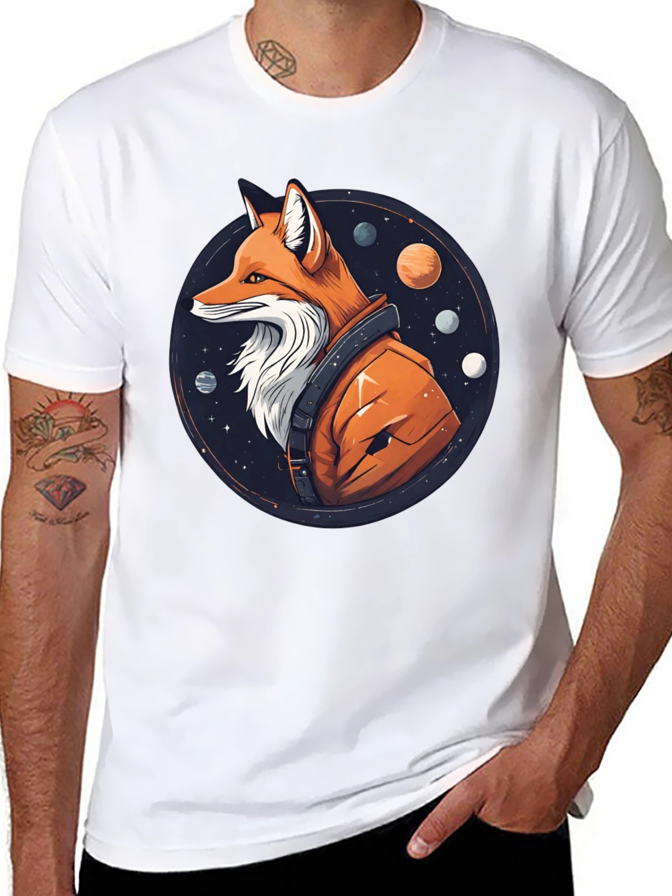 Fox in Space T-Shirt - Premium Cotton Graphic Tee
