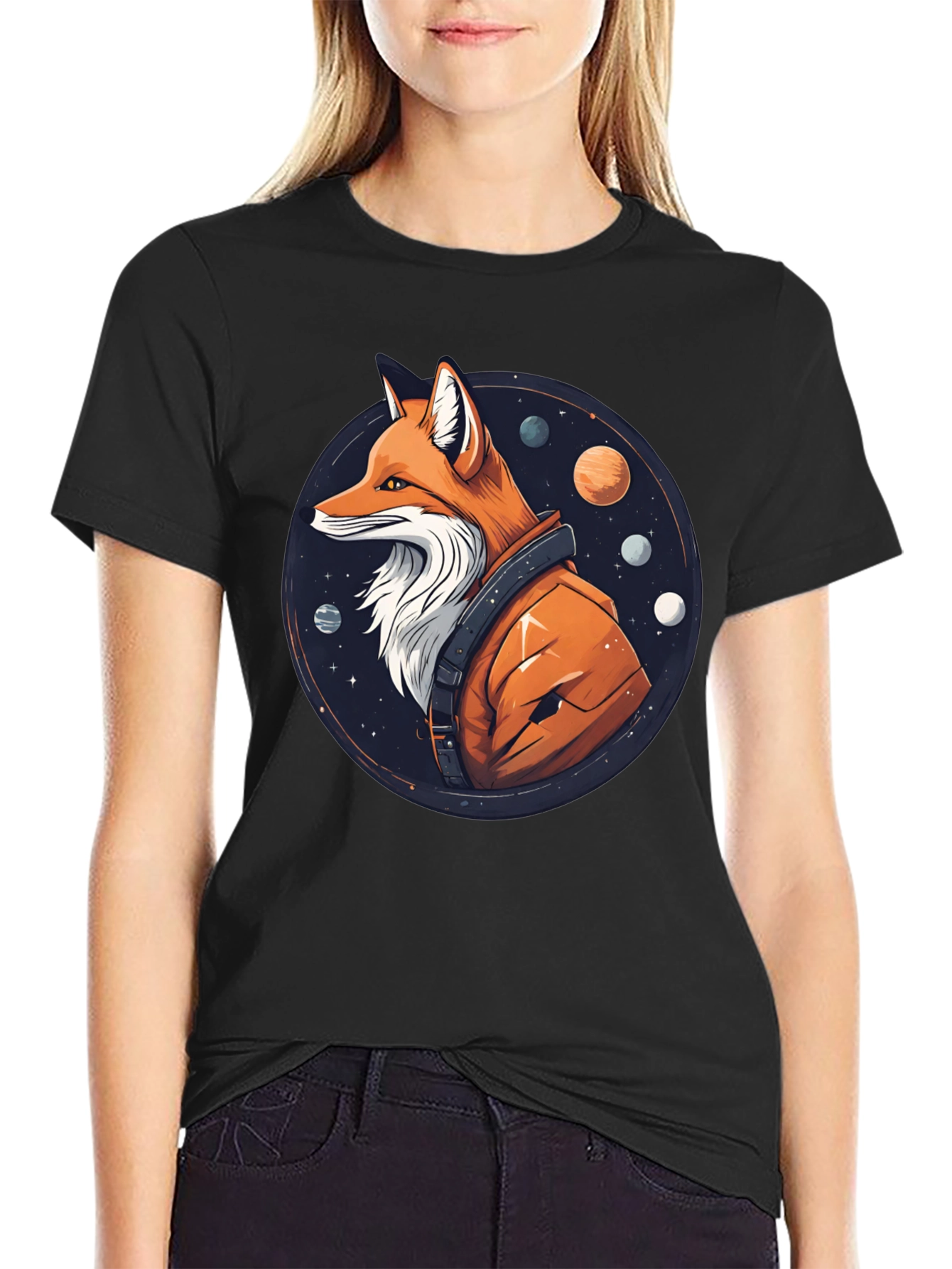 Fox in Space T-Shirt - Premium Cotton Graphic Tee
