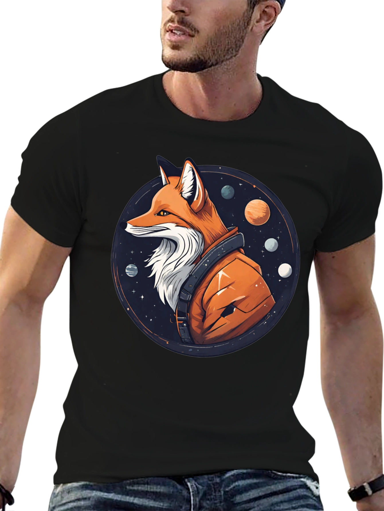 Fox in Space T-Shirt - Premium Cotton Graphic Tee