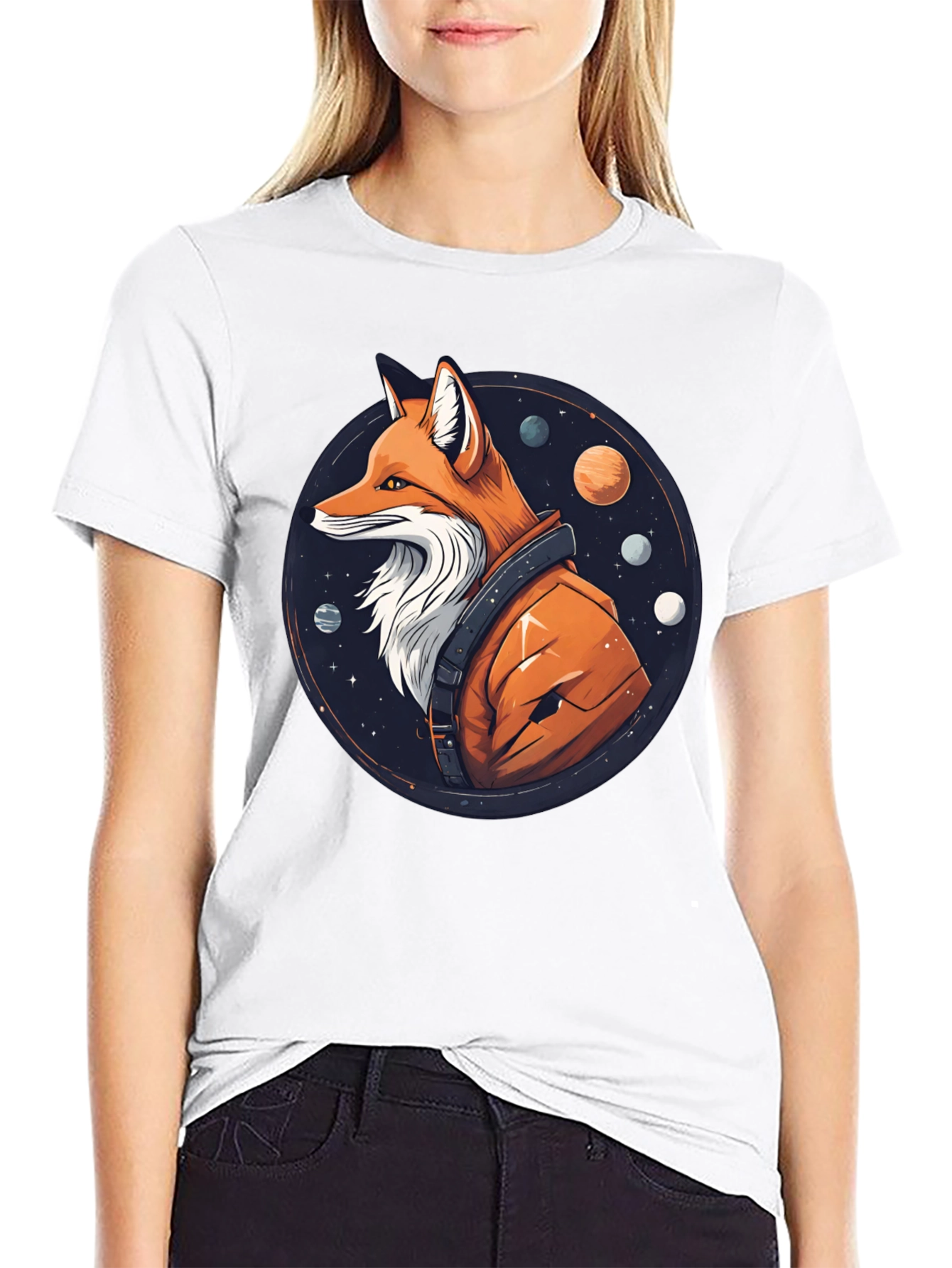 Fox in Space T-Shirt - Premium Cotton Graphic Tee