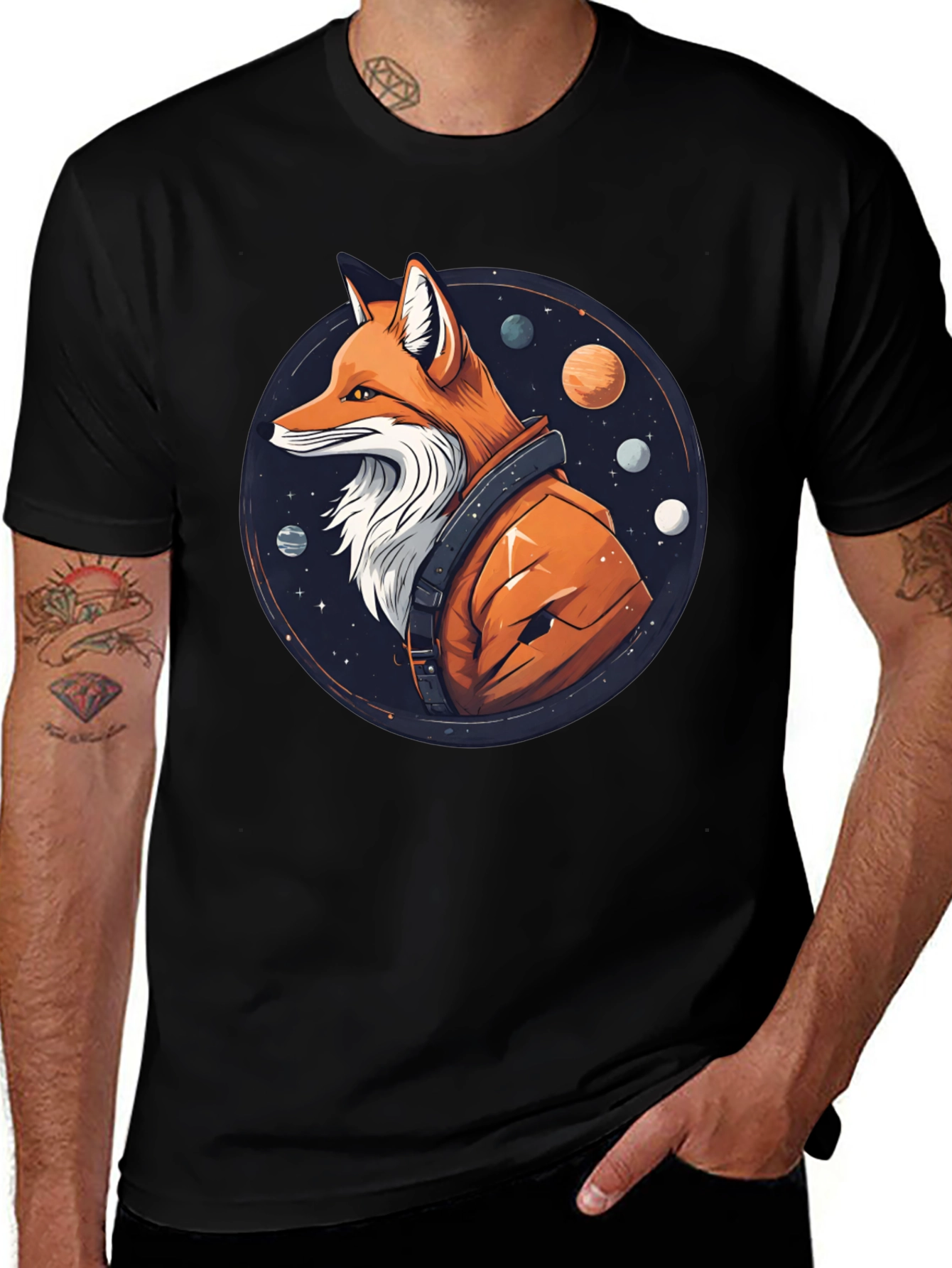 Fox in Space T-Shirt - Premium Cotton Graphic Tee