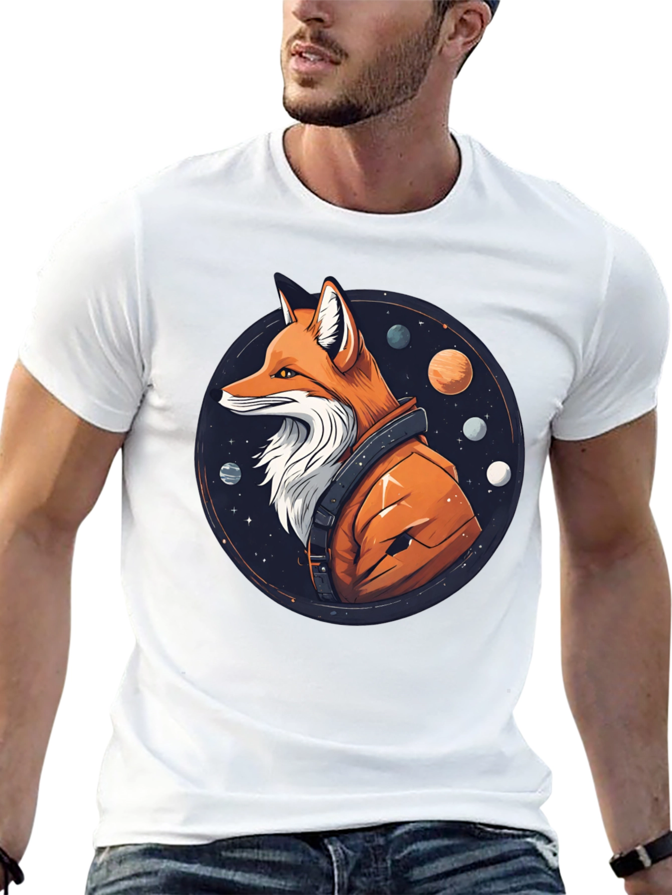 Fox in Space T-Shirt - Premium Cotton Graphic Tee