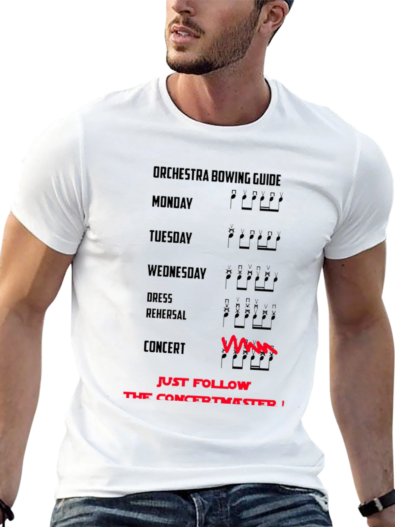 Orchestra Bowing Guide T-Shirt - Funny Musician Tee