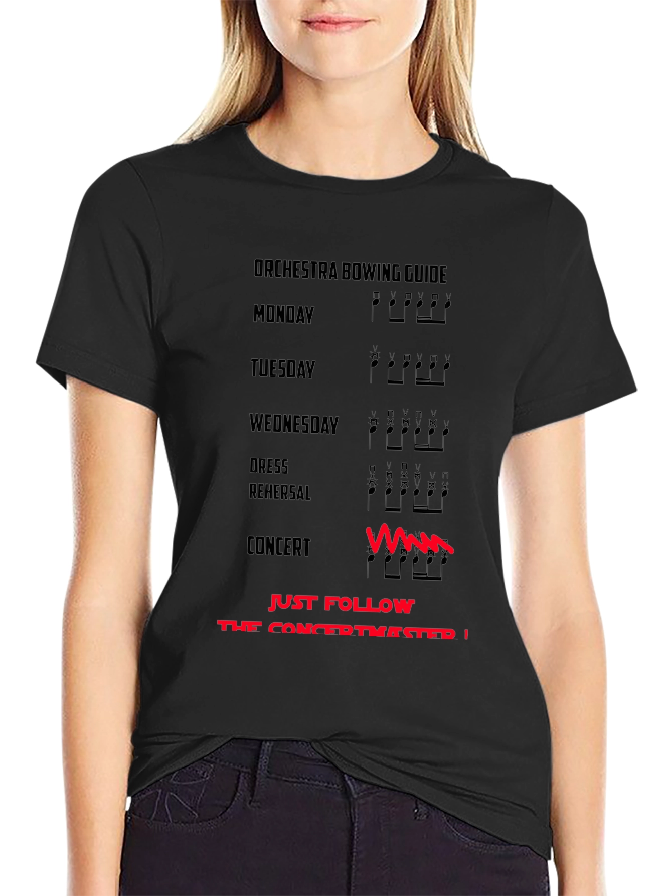 Orchestra Bowing Guide T-Shirt - Funny Musician Tee